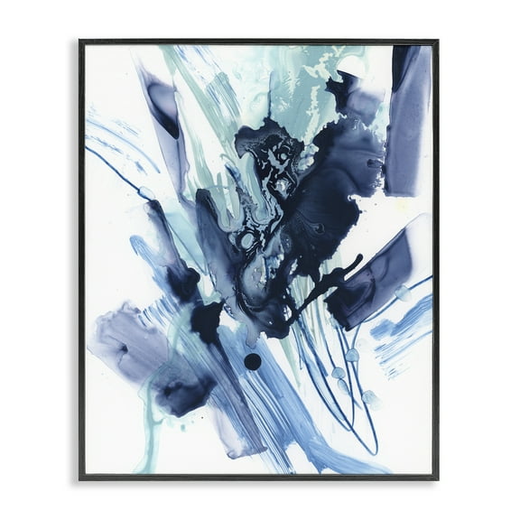 Stupell Industries Restless Blue Splash Abstract Painting Black Framed Art Print Wall Art, 11 x 14
