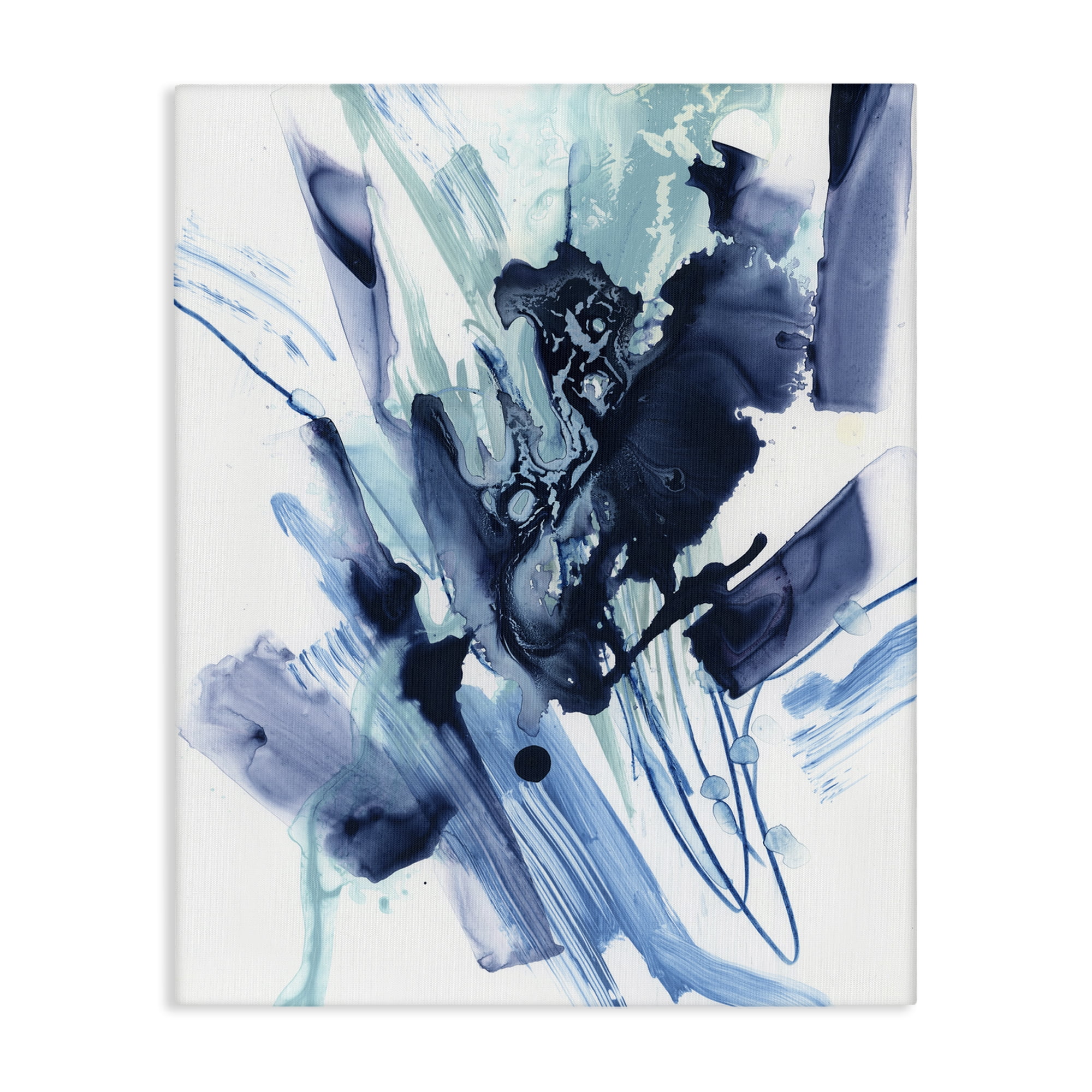 Stupell Industries Restless Blue Splash Abstract Painting Gallery Wrapped Canvas Art Print Wall Art, 30 x 40
