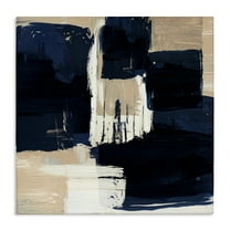 Stupell Industries Restless Blue & Tan Shapes Abstract Painting Gallery Wrapped Canvas Art Print Wall Art, 17 x 17