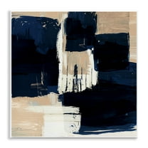 Stupell Industries Restless Blue & Tan Shapes Abstract Painting Unframed Art Print Wall Art, 12 x 12