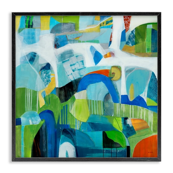 Stupell Industries Restless Bright Shapes Abstract Painting Black Framed Art Print Wall Art, 17 x 17