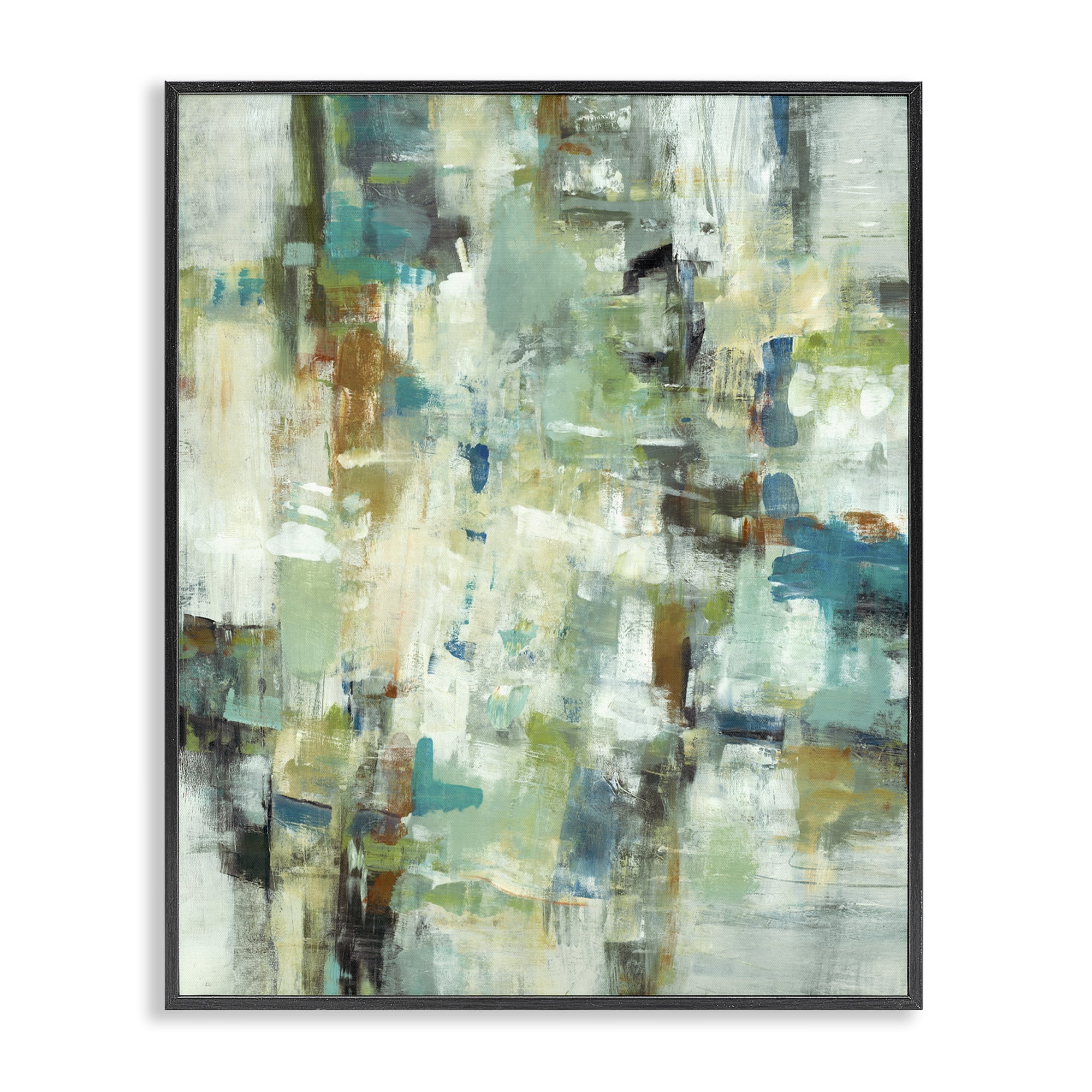 Stupell Industries Restless Green Abstraction Abstract Painting Black Framed Art Print Wall Art, 16 x 20