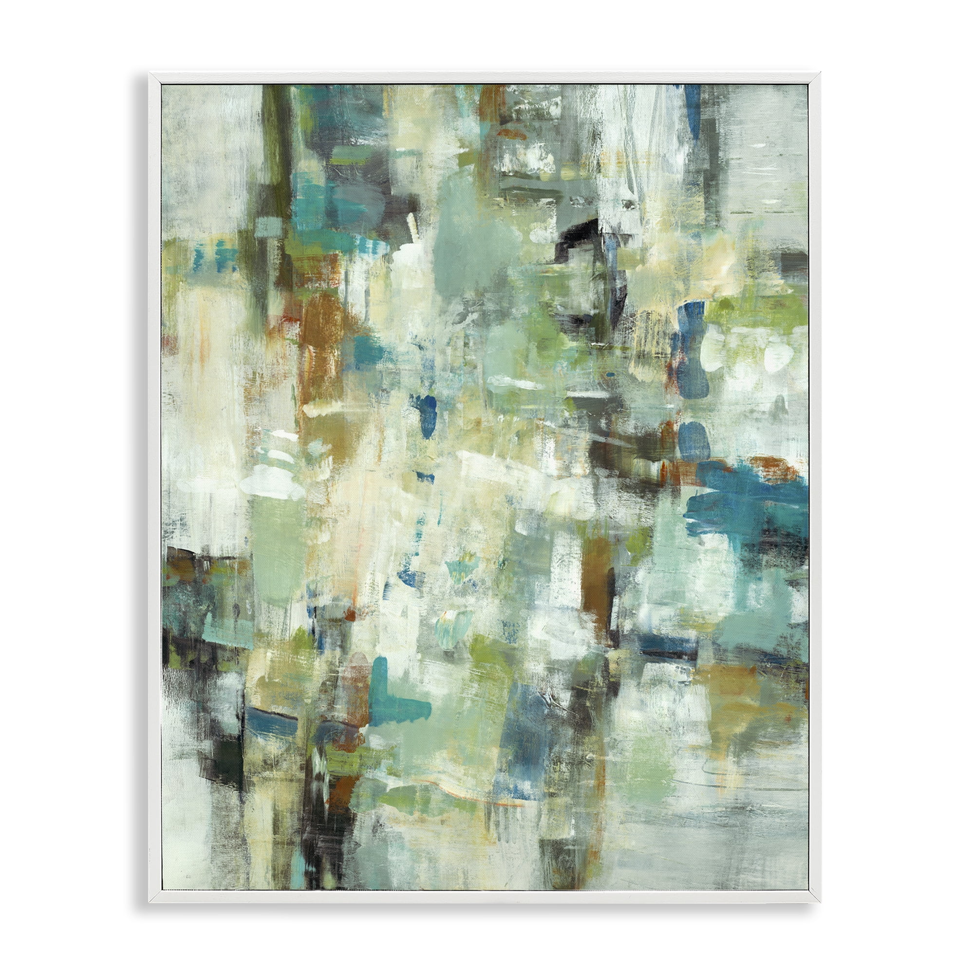 Stupell Industries Restless Green Abstraction Abstract Painting White Framed Art Print Wall Art, 16 x 20