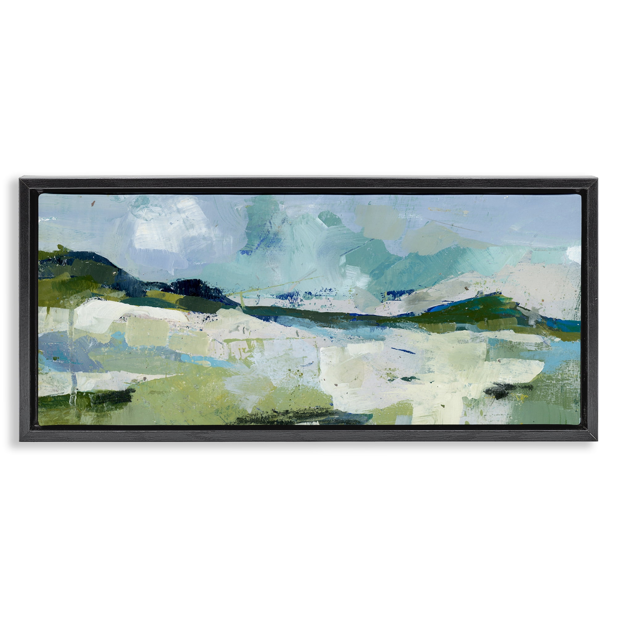 Stupell Industries Restless Landscape Impression Abstract Painting Black Floater Framed Canvas Art Print Wall Art, 31 x 14