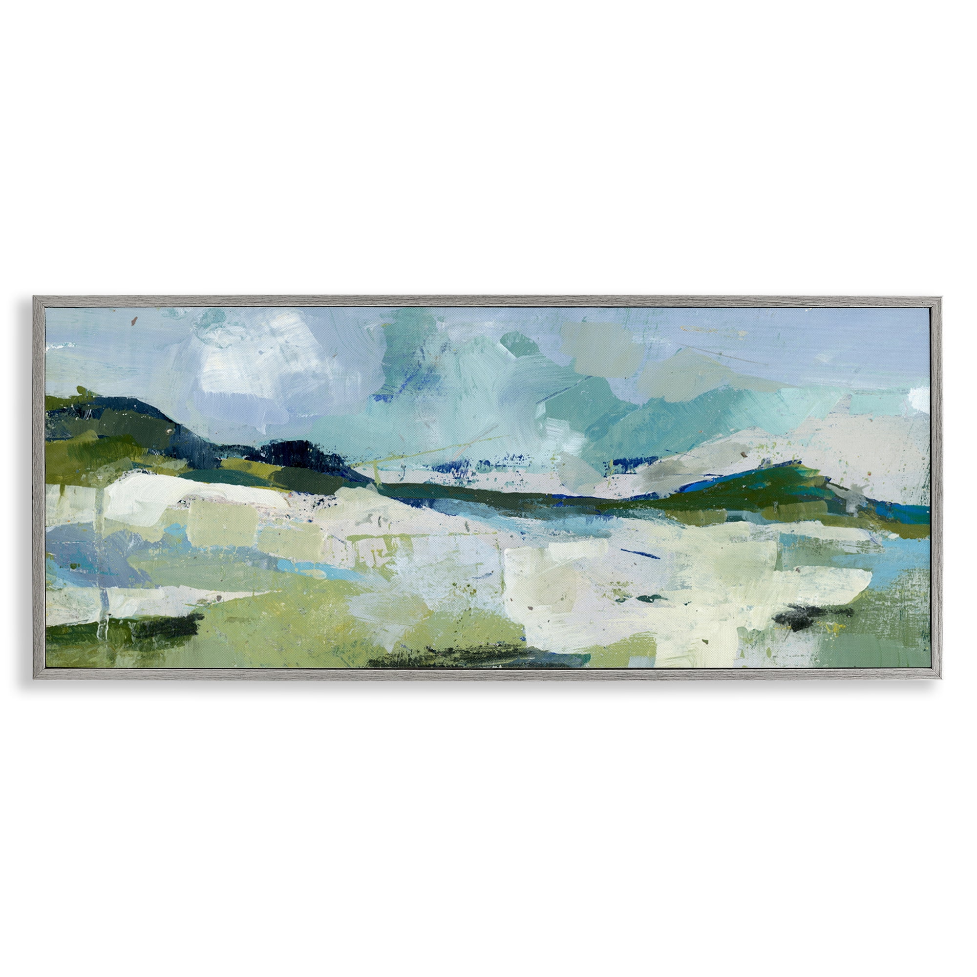 Stupell Industries Restless Landscape Impression Abstract Painting Gray Framed Art Print Wall Art, 24 x 10