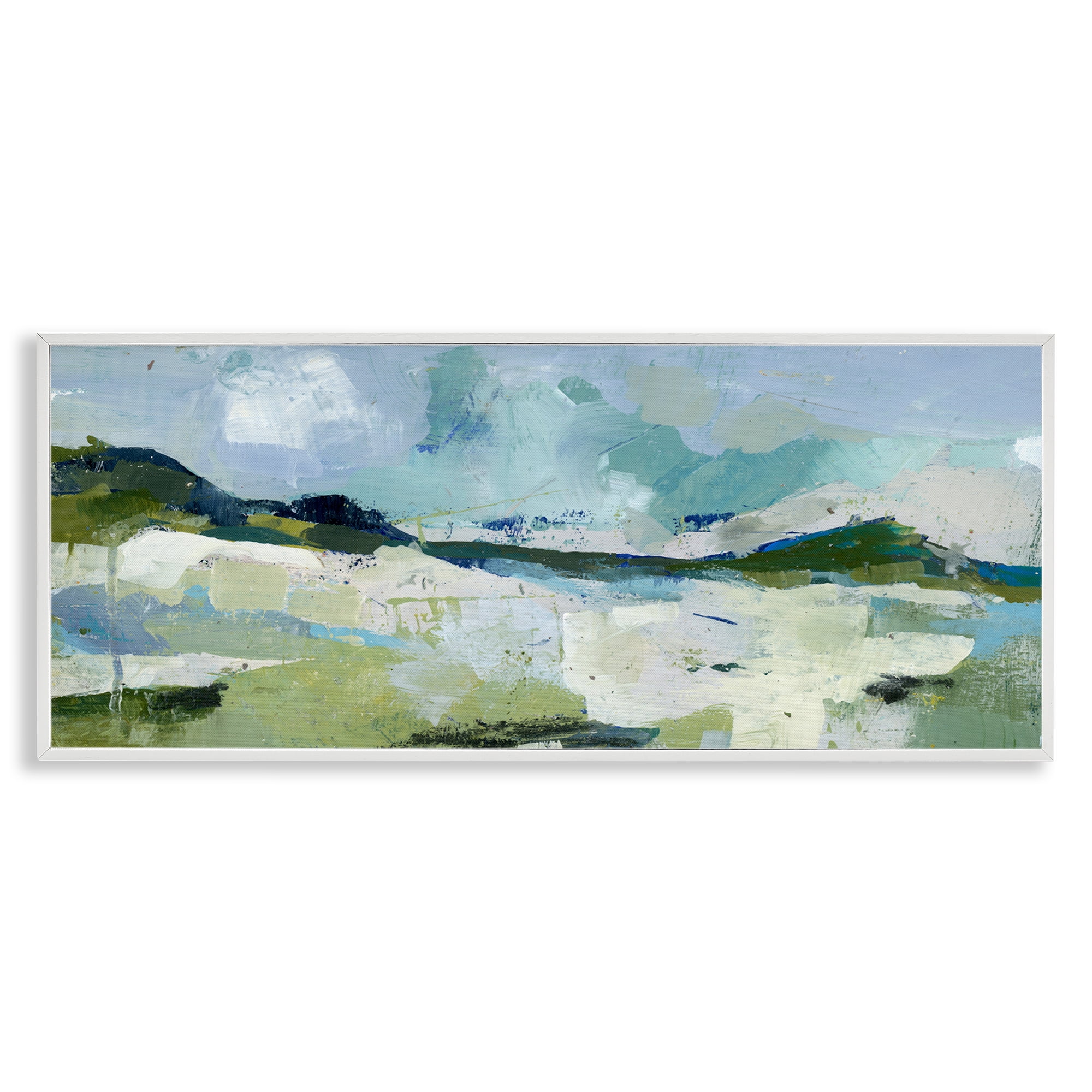 Stupell Industries Restless Landscape Impression Abstract Painting White Framed Art Print Wall Art, 24 x 10