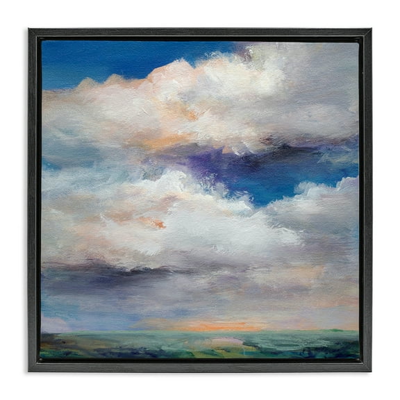 Stupell Industries Restless White Clouds Landscape & Nature Painting Black Floater Framed Canvas Art Print Wall Art, 18 x 18