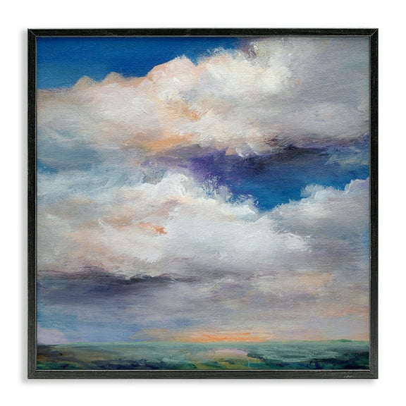 Stupell Industries Restless White Clouds Landscape & Nature Painting Black Framed Art Print Wall Art, 12 x 12
