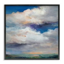 Stupell Industries Restless White Clouds Landscape & Nature Painting Black Framed Art Print Wall Art, 12 x 12