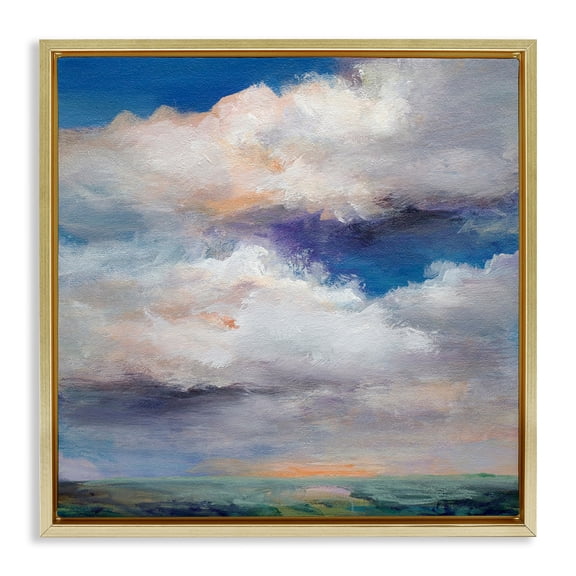 Stupell Industries Restless White Clouds Landscape & Nature Painting Gold Floater Framed Canvas Art Print Wall Art, 18 x 18