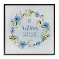 Stupell Industries Restores My Soul Proverb Religious & Spiritual Painting Black Framed Art Print Wall Art, 12 x 12