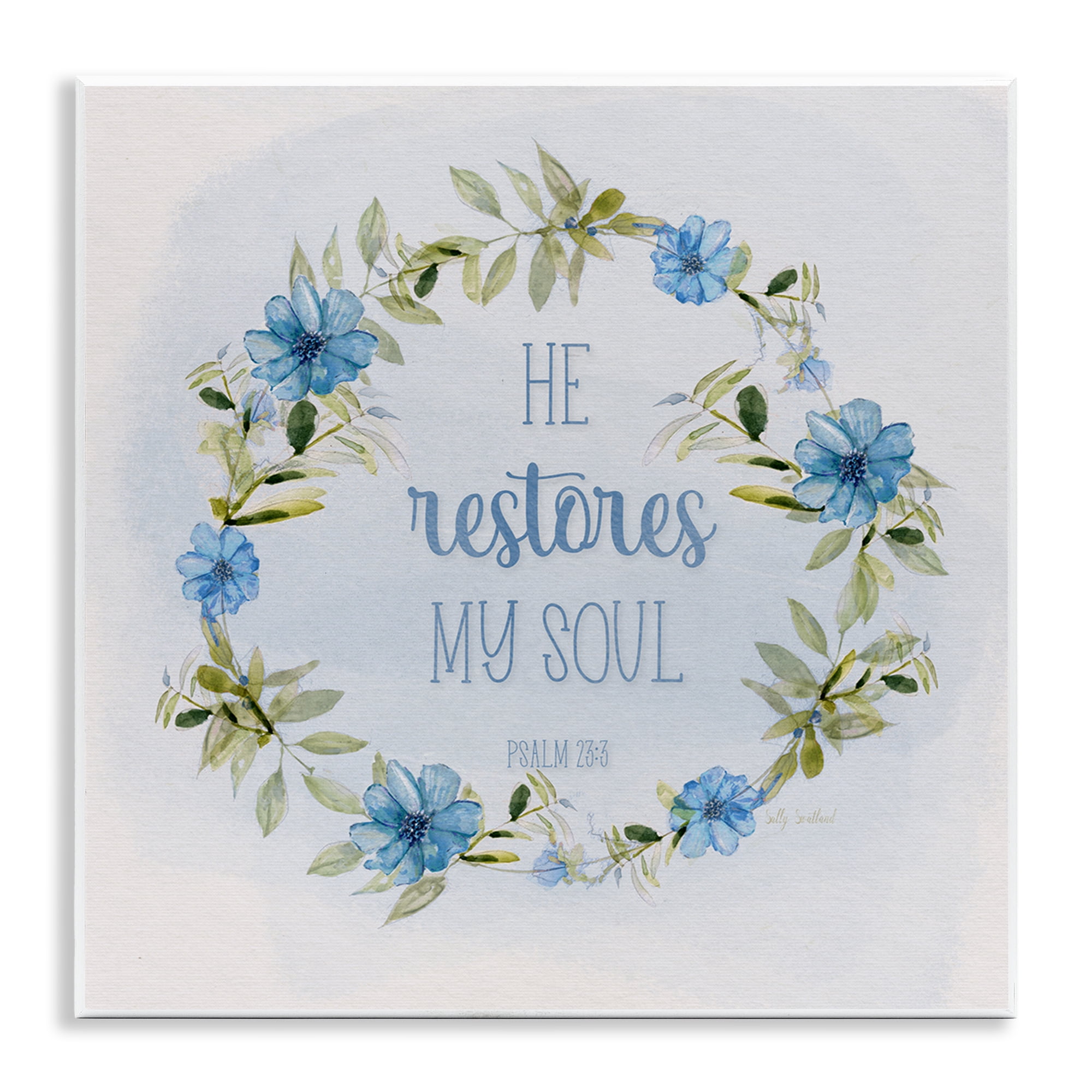 Stupell Industries Restores My Soul Proverb Religious & Spiritual Painting Unframed Art Print Wall Art, 12 x 12