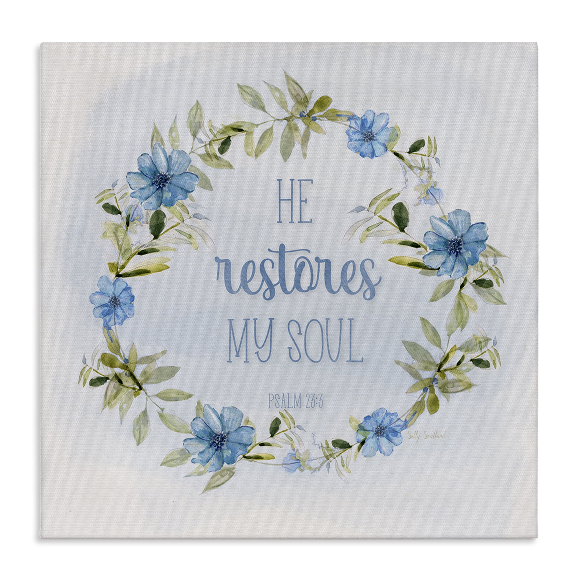 Stupell Industries Restores My Soul Proverb Religious & Spiritual Painting Wrapped Canvas Art Print Wall Art, 30 x 30