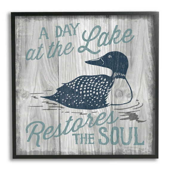 Stupell Industries Restores the Soul Phrase Animals & Insects Painting Black Framed Art Print Wall Art, 17 x 17