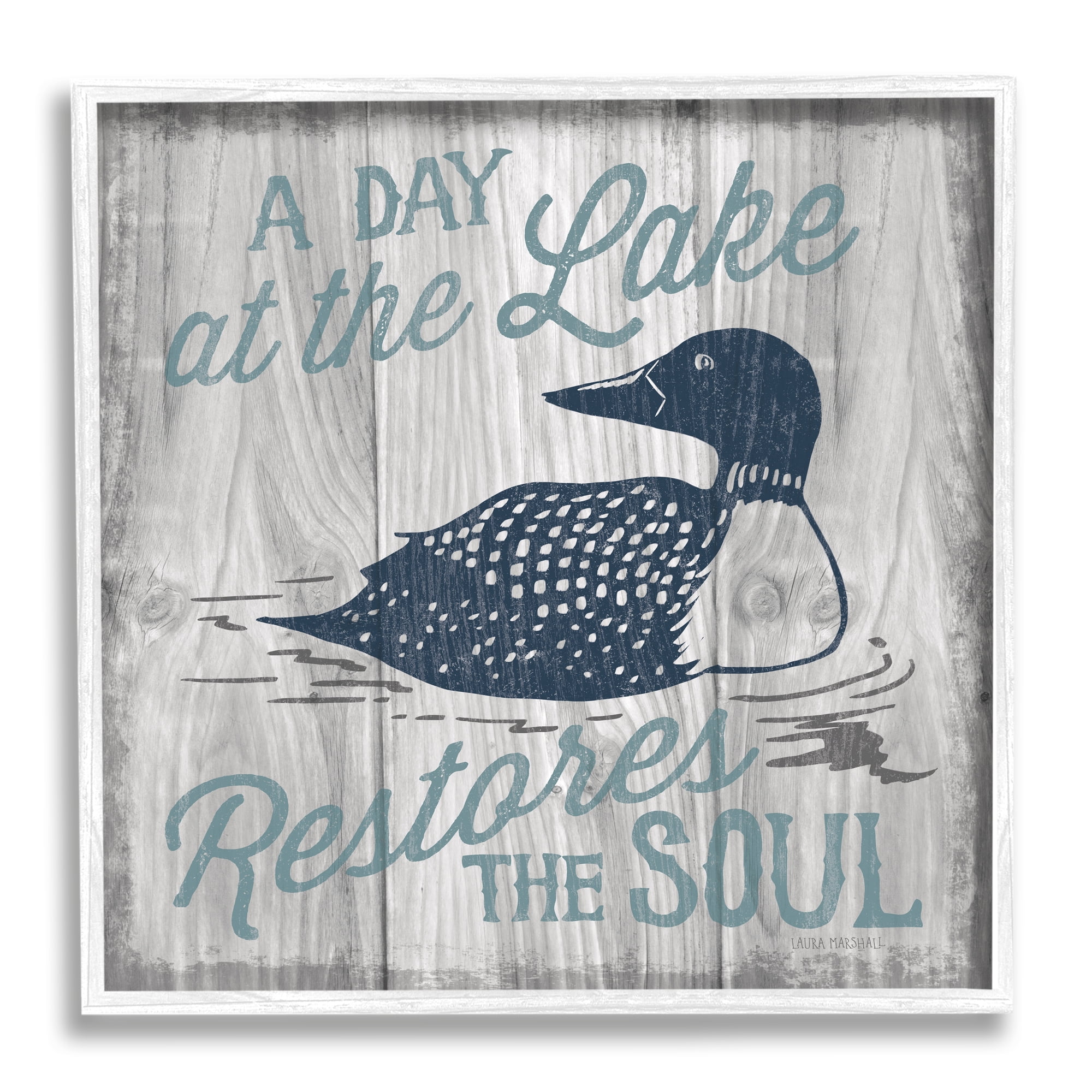 Stupell Industries Restores the Soul Phrase Animals & Insects Painting White Framed Art Print Wall Art, 17 x 17