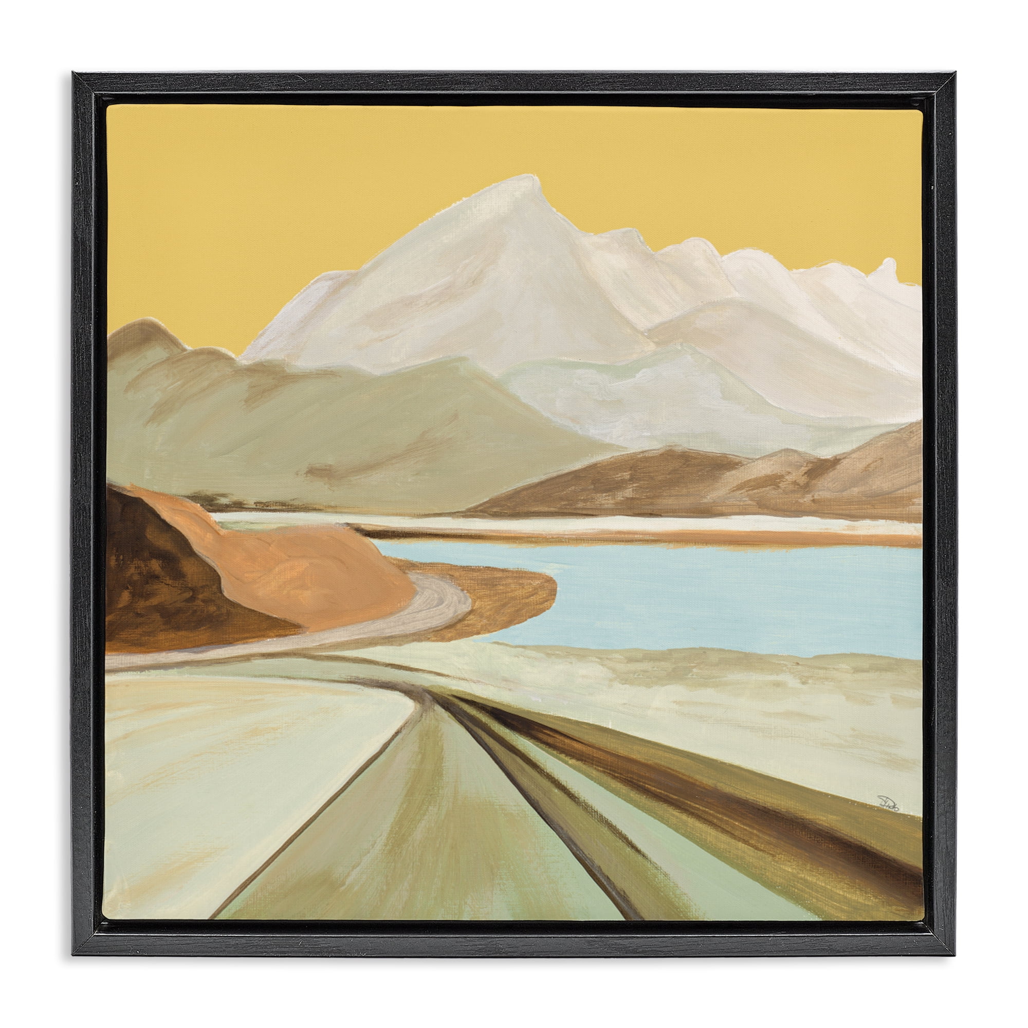 Stupell Industries Retorno Mountain Sunrise Black Framed Floater Canvas Wall Art, design by Patricia Pinto