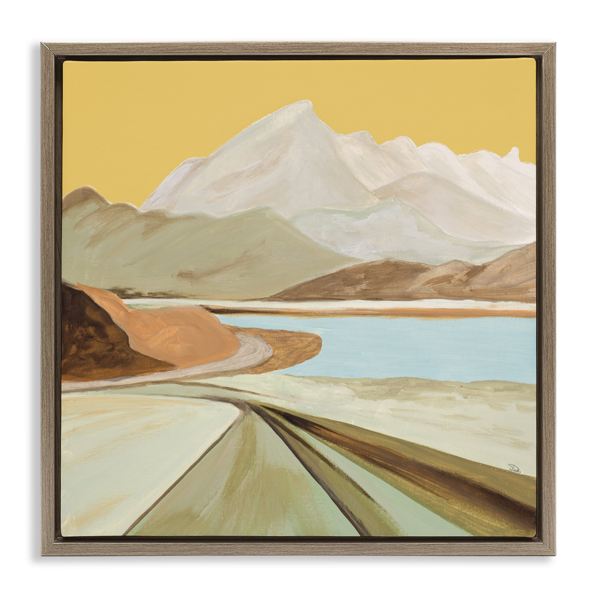 Stupell Industries Retorno Mountain Sunrise Brown Framed Floater Canvas Wall Art, design by Patricia Pinto