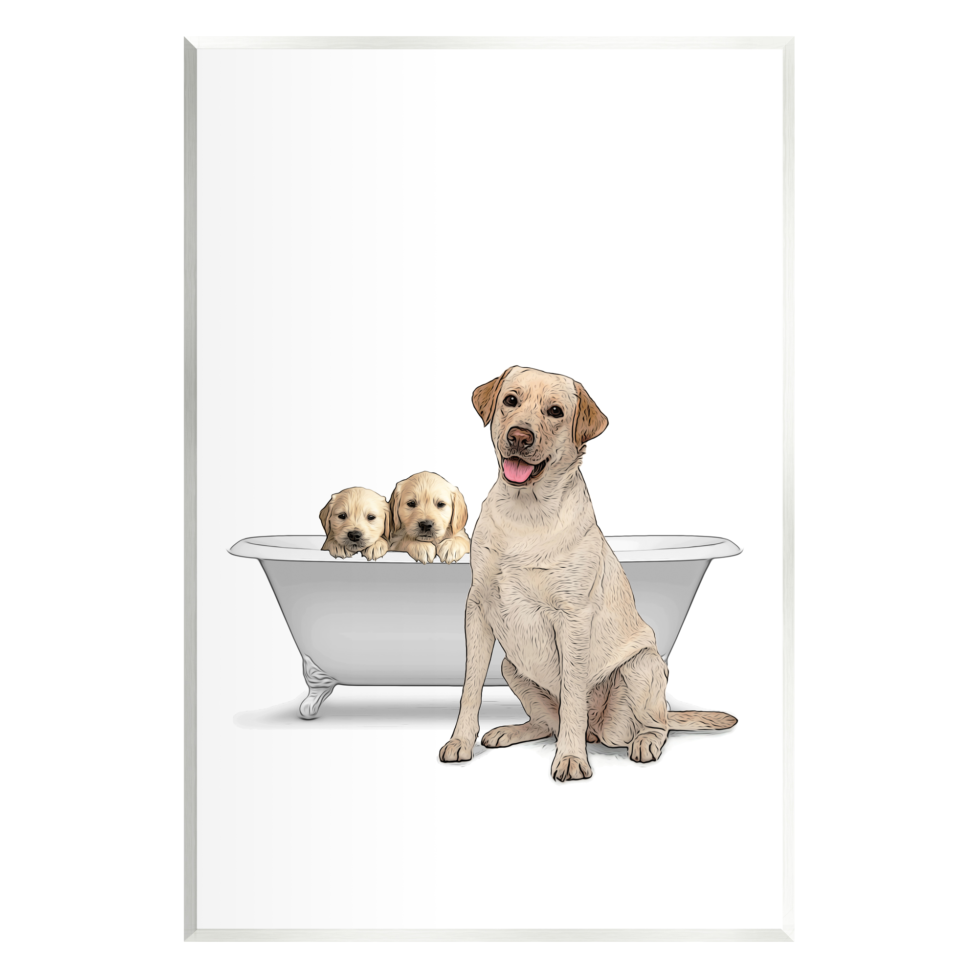 Stupell Industries Retriever Puppies Bathroom Tub Animals & Insects Painting Unframed Art Print Wall Art