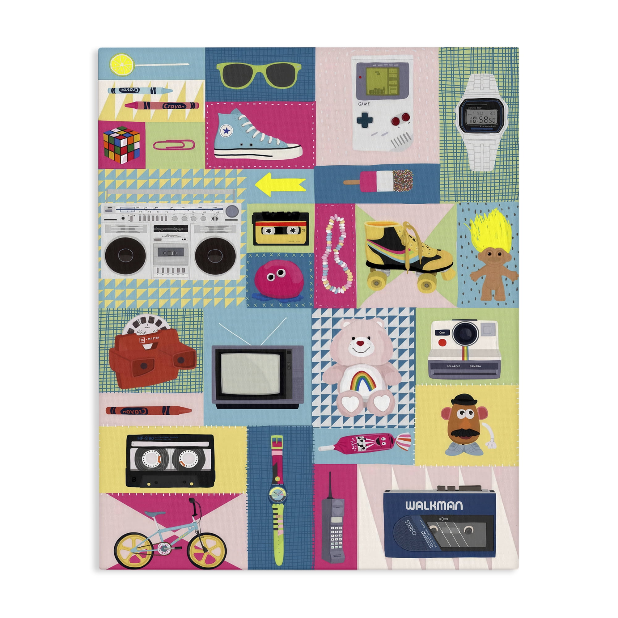 Stupell Industries Retro 80's Patchwork Collection Canvas Wall Art, design by Hanna Melin
