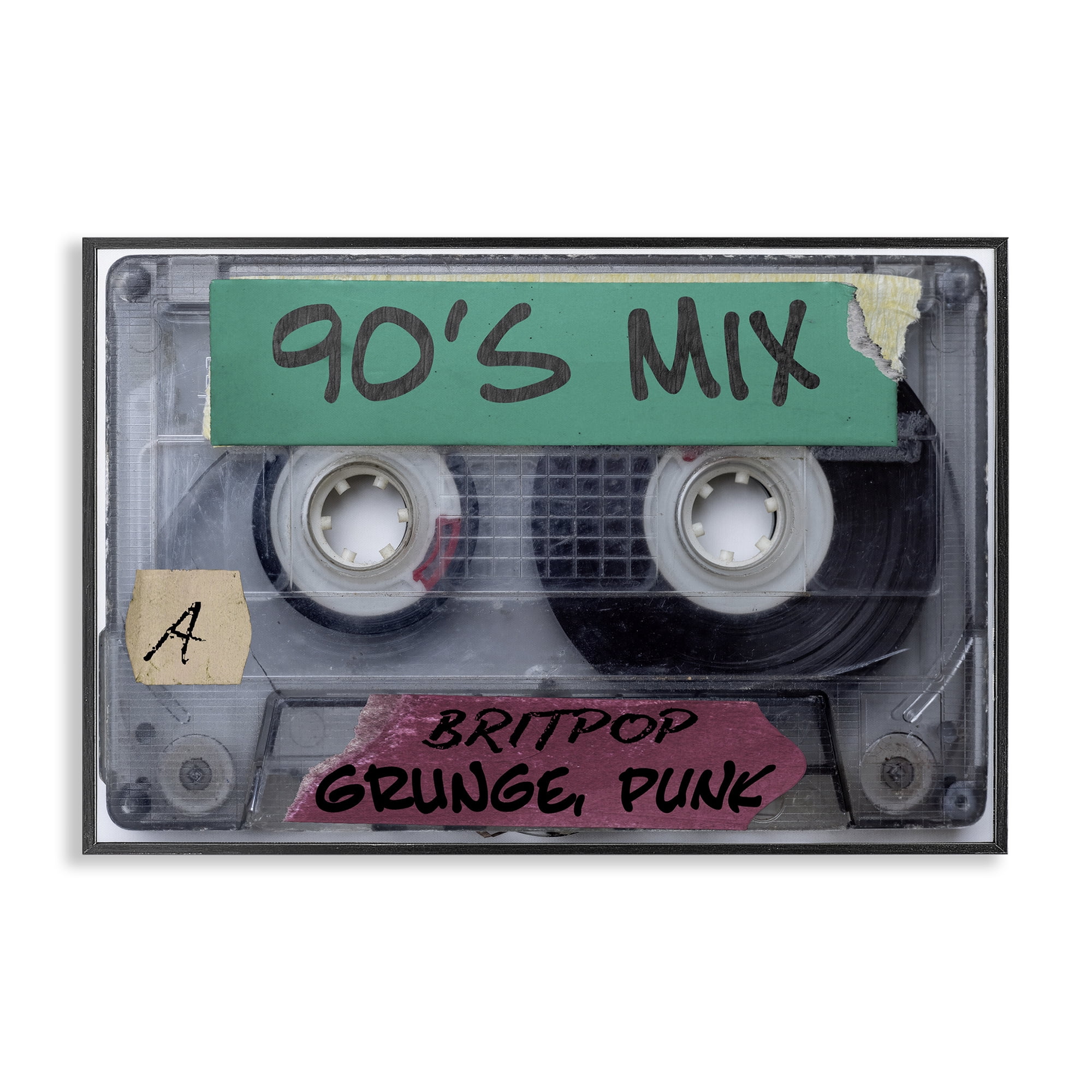 Stupell Industries Retro 90s Mix Cassette Black Framed Giclee Art, design by Annabelle Hall