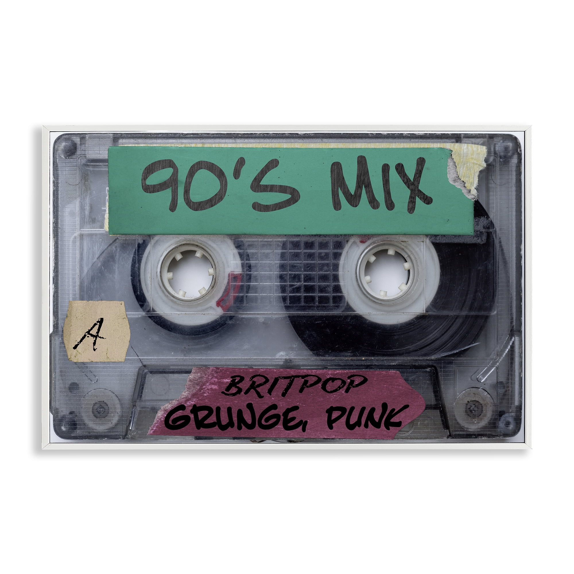 Stupell Industries Retro 90s Mix Cassette White Framed Giclee Art, design by Annabelle Hall
