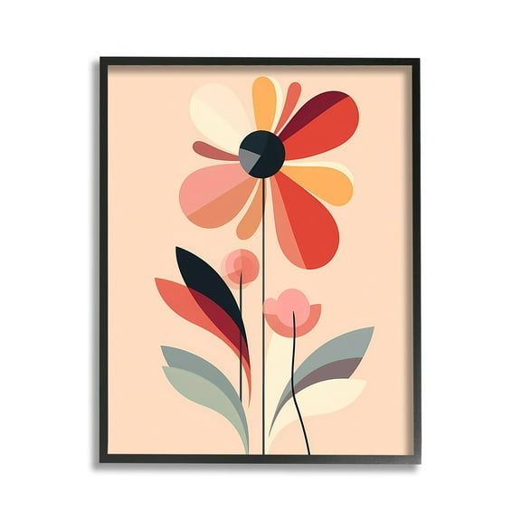 Stupell Industries Retro Abstract Bloom Botanical & Floral Painting Black Framed Art Print Wall Art, 11 x 14