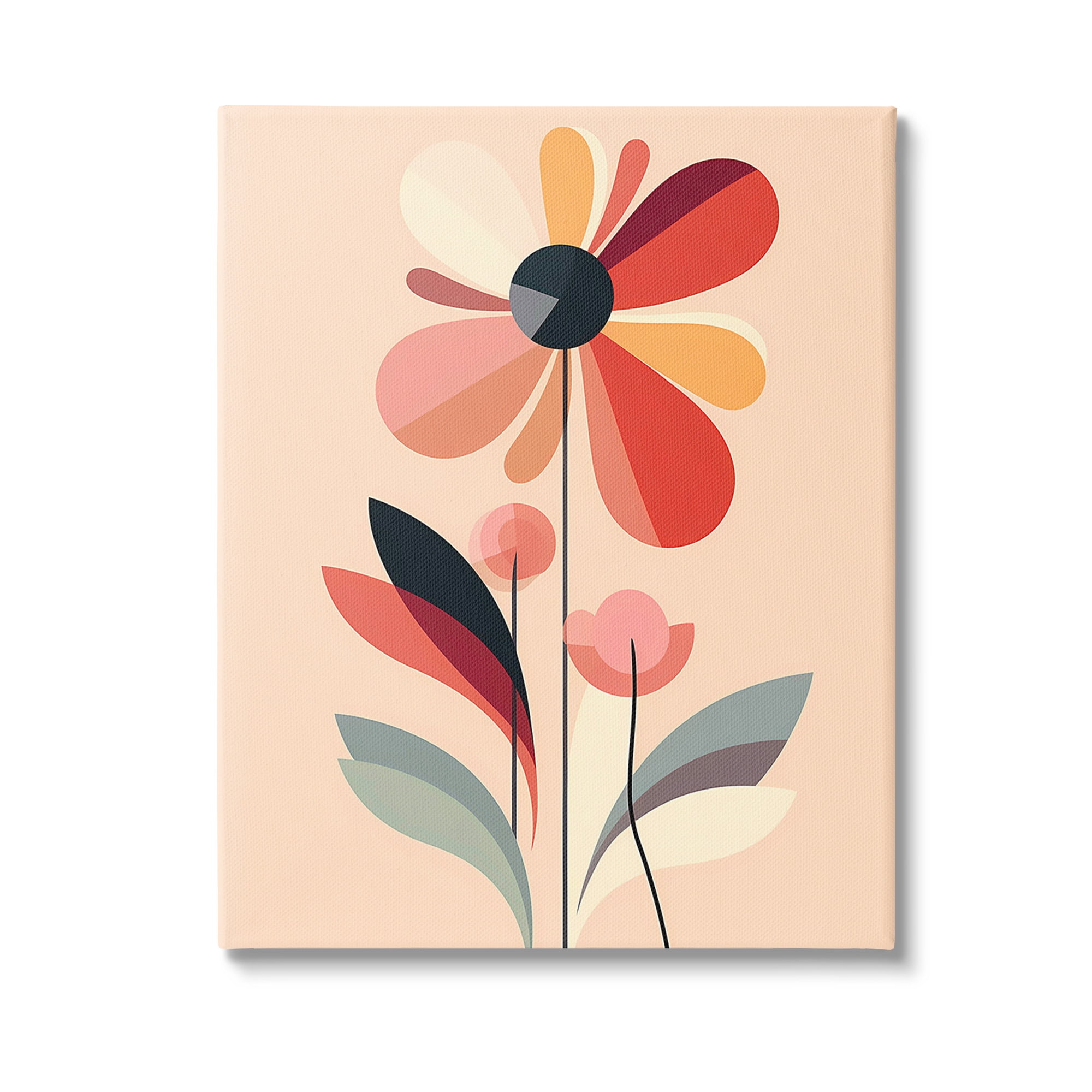 Stupell Industries Retro Abstract Bloom Botanical & Floral Painting Gallery Wrapped Canvas Art Print Wall Art, 24 x 30