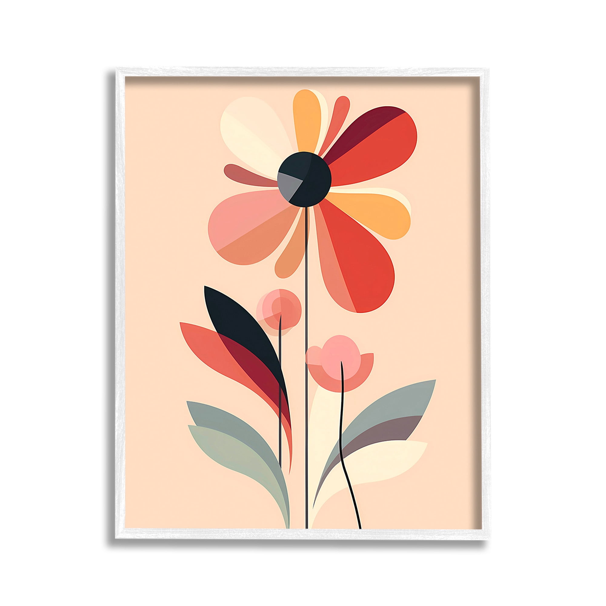 Stupell Industries Retro Abstract Bloom Botanical & Floral Painting White Framed Art Print Wall Art, 11 x 14