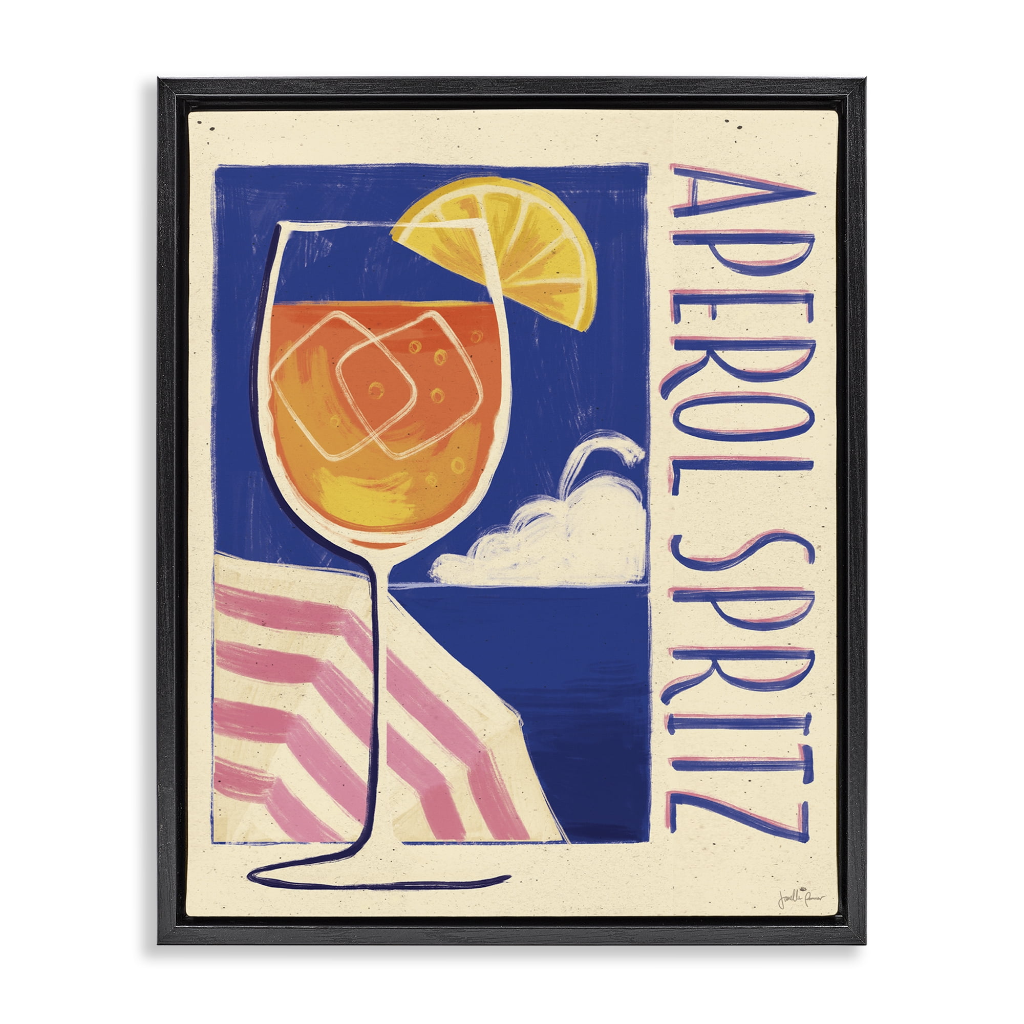 Stupell Industries Retro Aperol Spritz Food & Beverage Painting Black Floater Framed Canvas Art Print Wall Art, 25 x 31