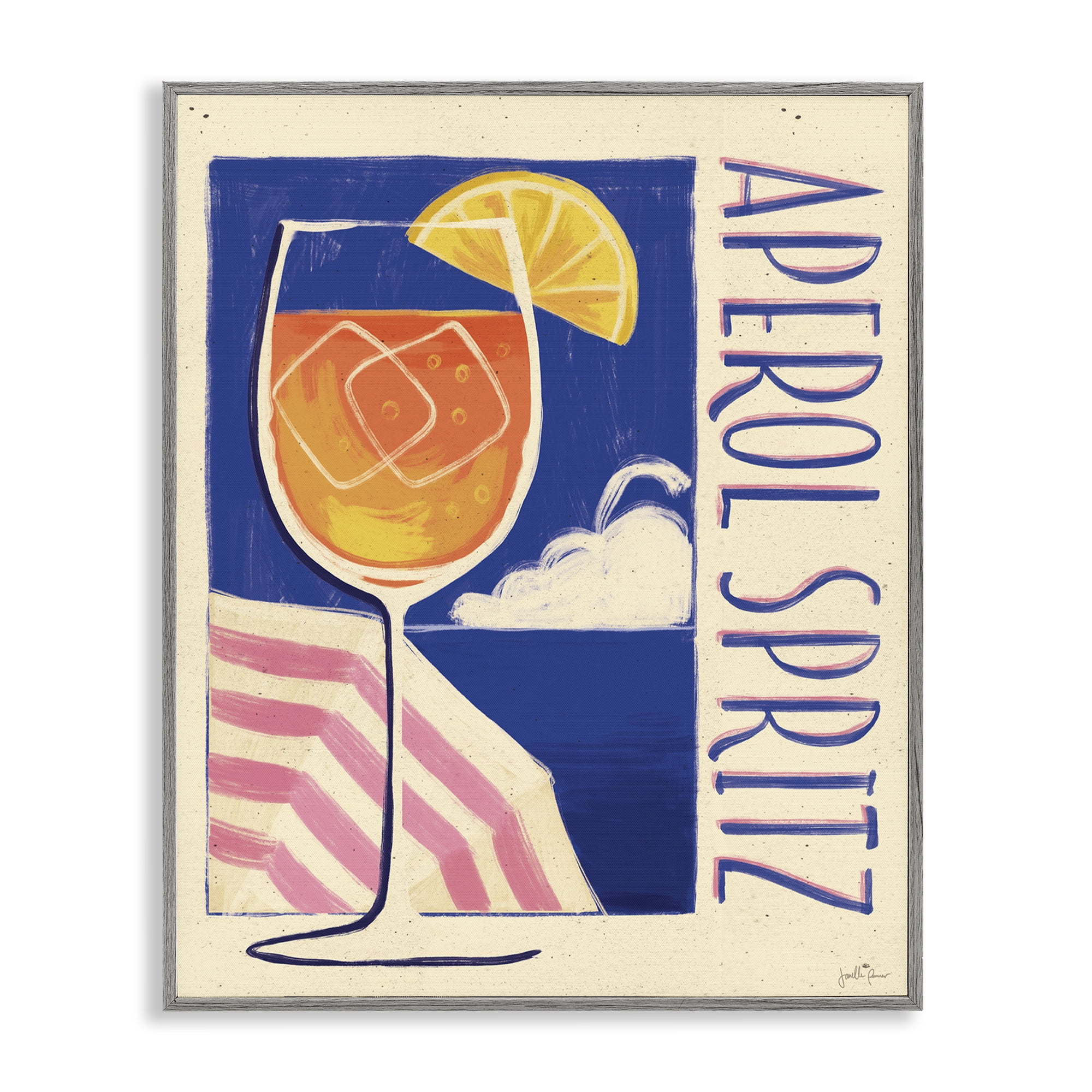 Stupell Industries Retro Aperol Spritz Food & Beverage Painting Gray Framed Art Print Wall Art, 16 x 20