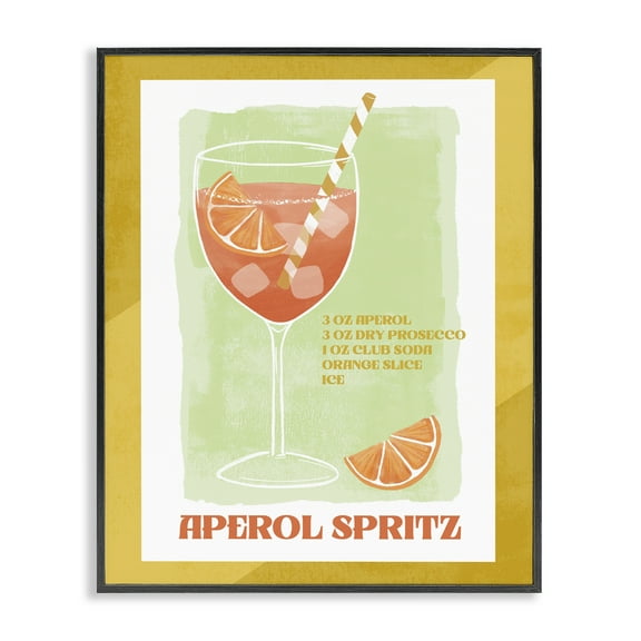 Stupell Industries Retro Aperol Spritz Recipe Food & Beverage Painting Black Framed Art Print Wall Art, 11 x 14