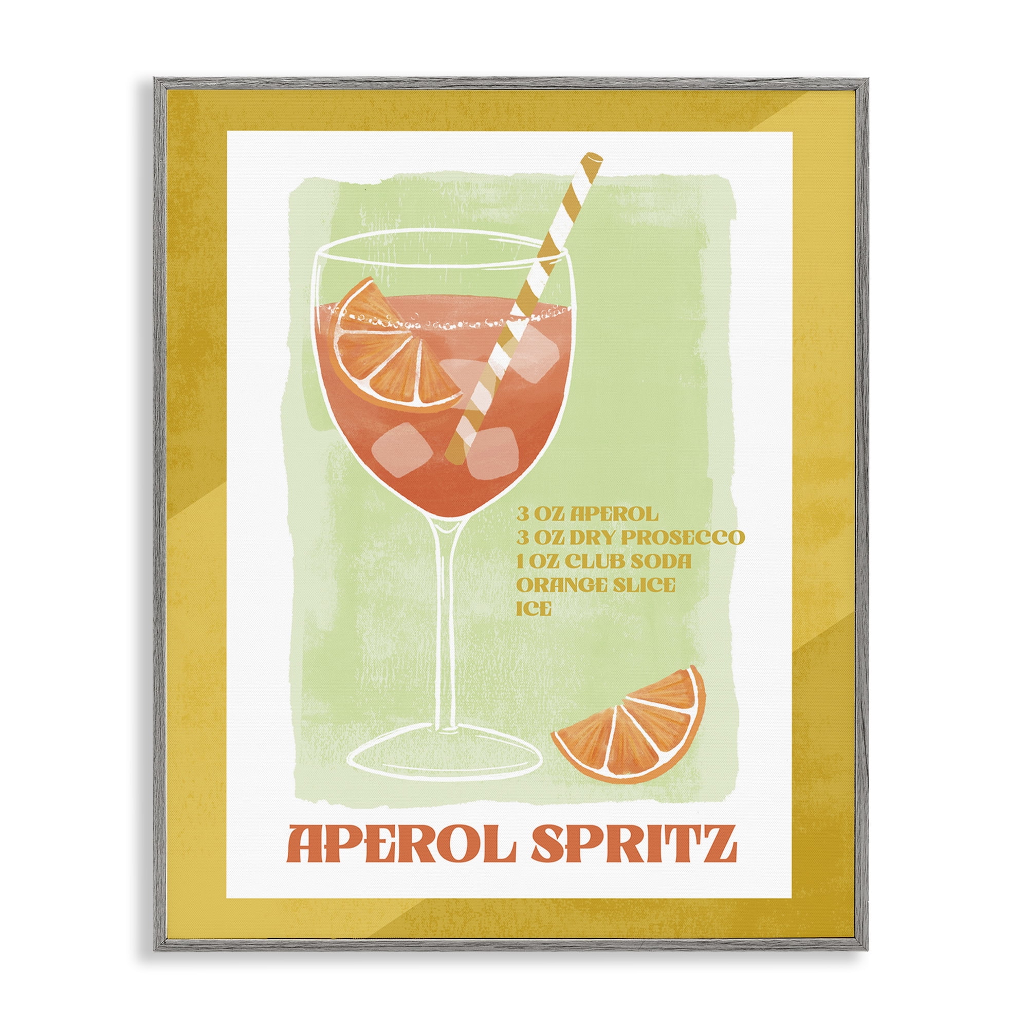 Stupell Industries Retro Aperol Spritz Recipe Food & Beverage Painting Gray Framed Art Print Wall Art, 11 x 14