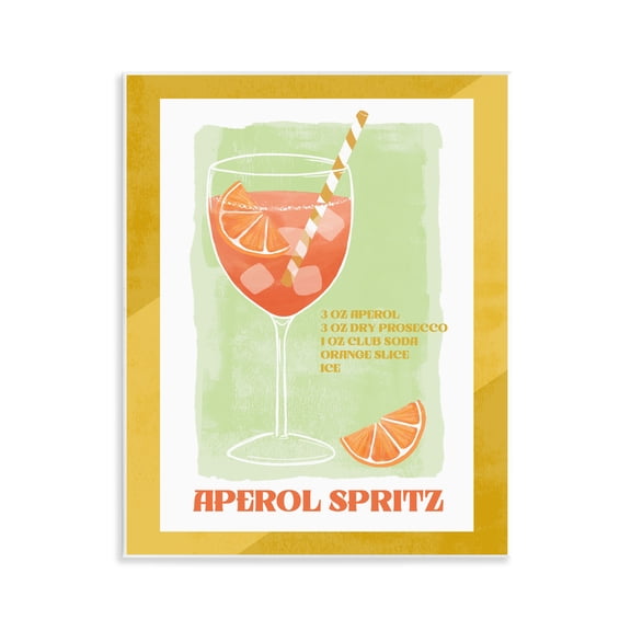 Stupell Industries Retro Aperol Spritz Recipe Food & Beverage Painting Unframed Art Print Wall Art, 11 x 14