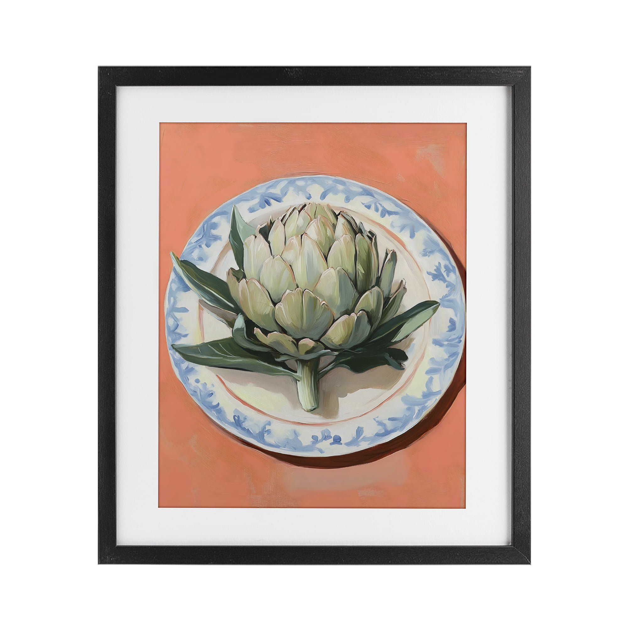 Stupell Industries Retro Artichoke over Orange Black Framed Print Under Glass, design by The Prints Vibe