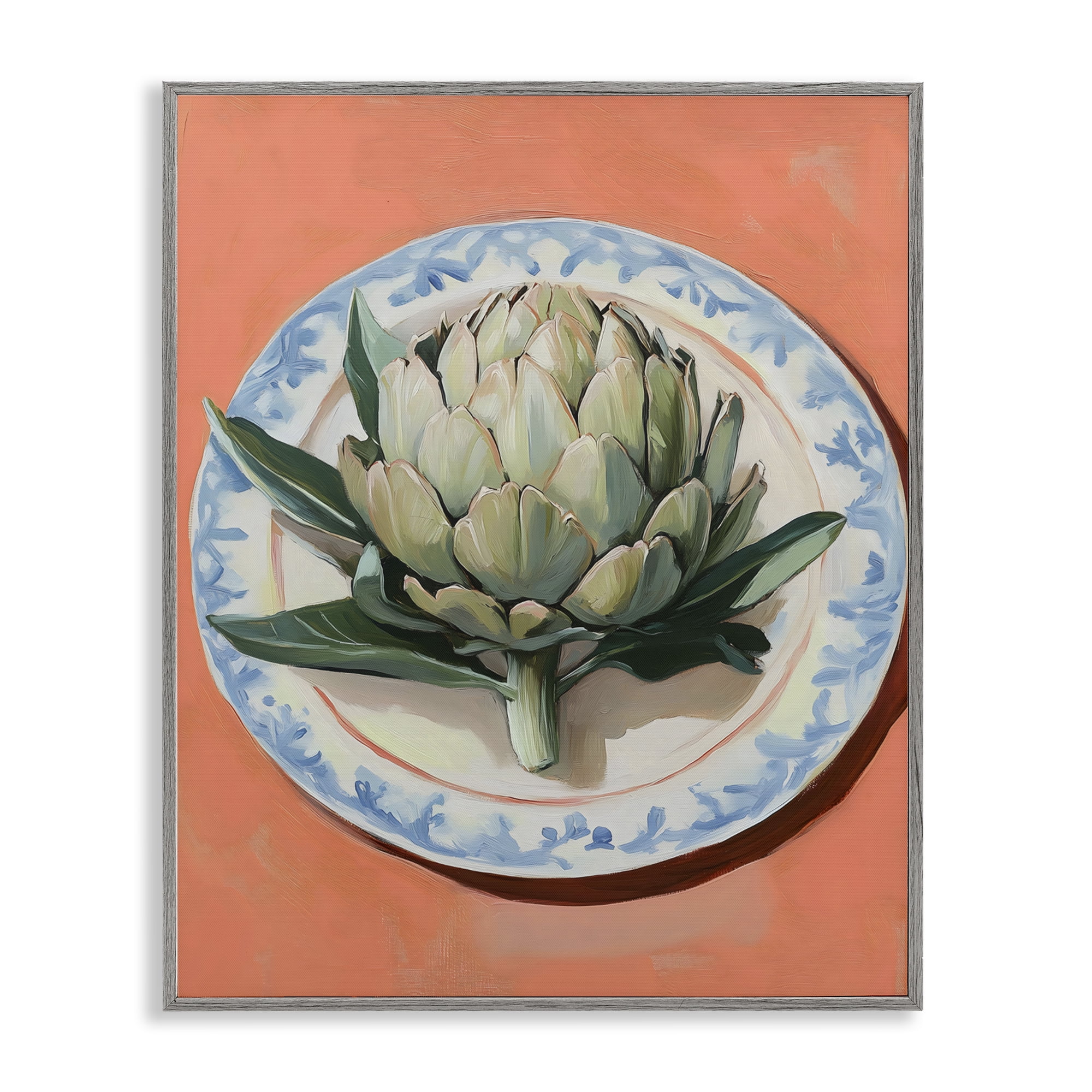 Stupell Industries Retro Artichoke over Orange Gray Framed Giclee Art, design by The Prints Vibe