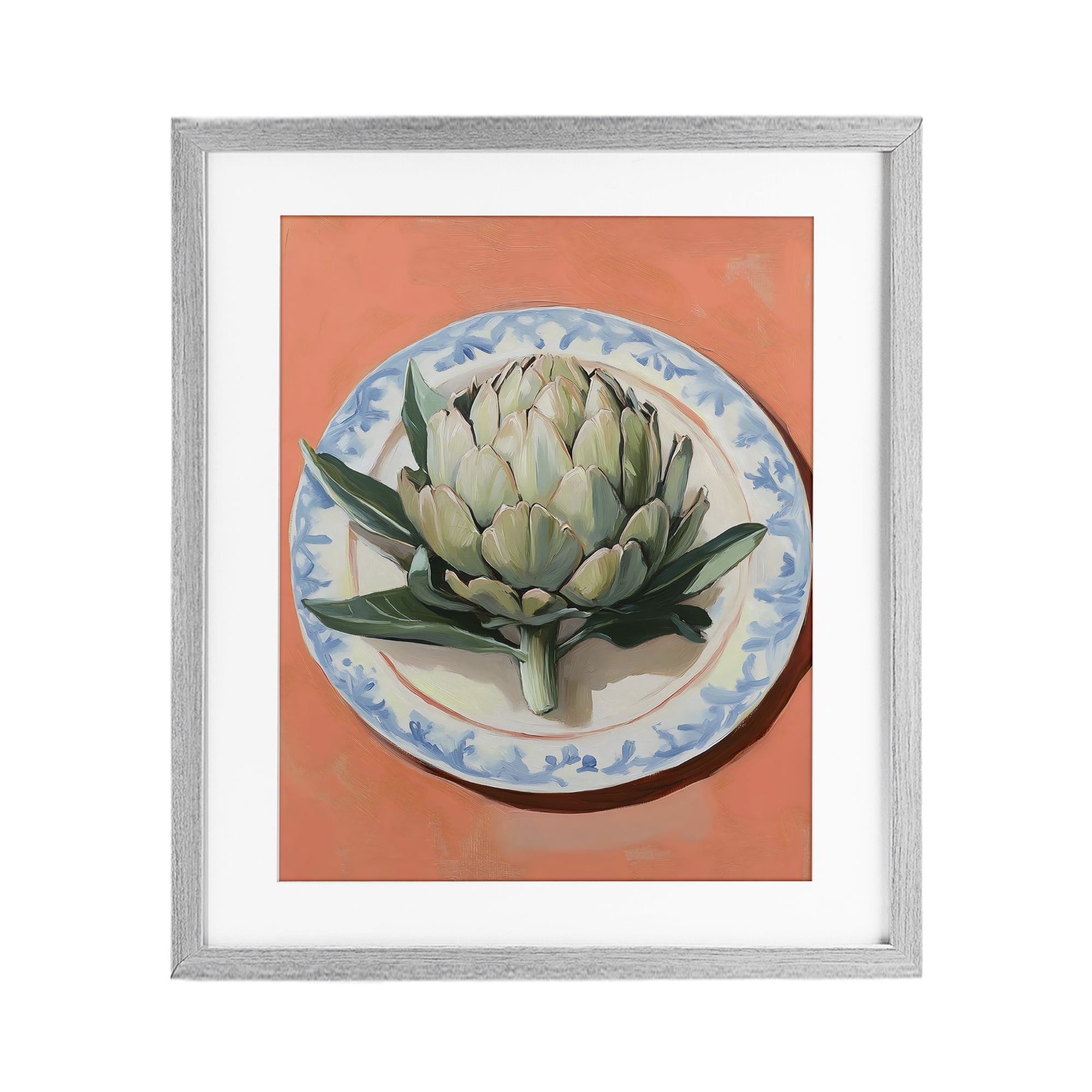 Stupell Industries Retro Artichoke over Orange Gray Framed Print Under Glass, design by The Prints Vibe