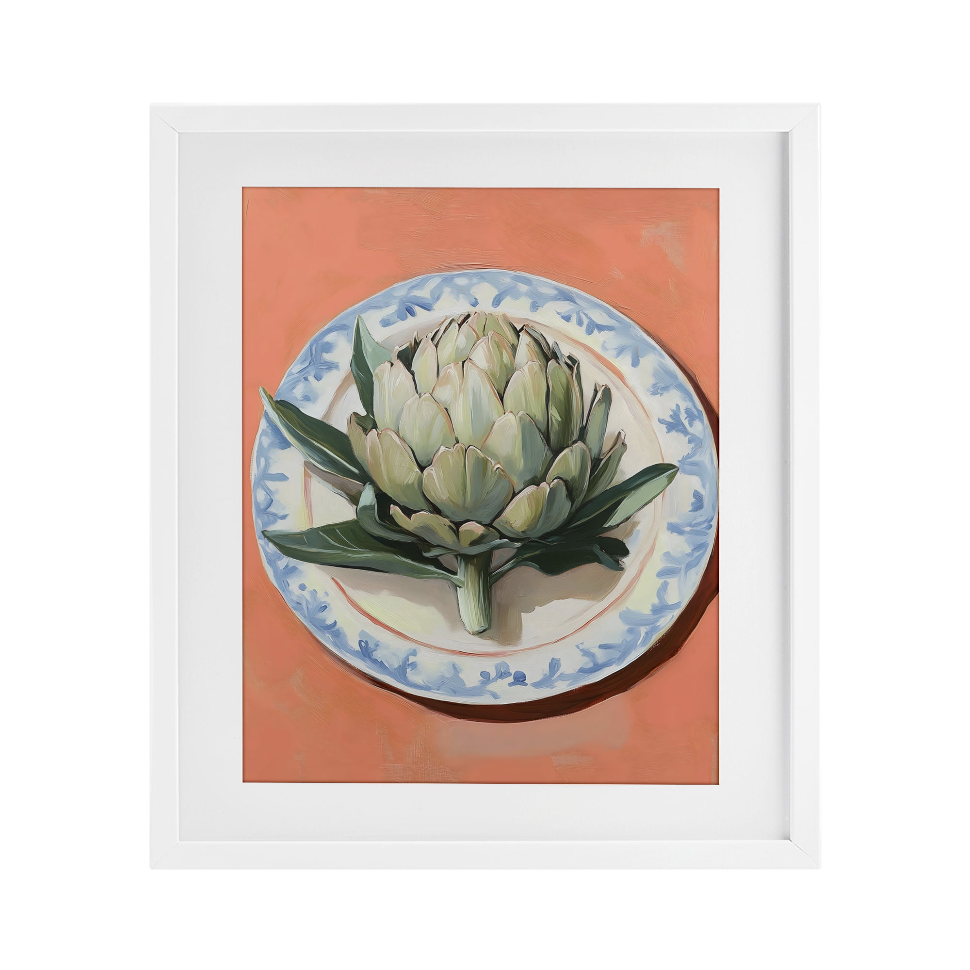 Stupell Industries Retro Artichoke over Orange White Framed Print Under Glass, design by The Prints Vibe