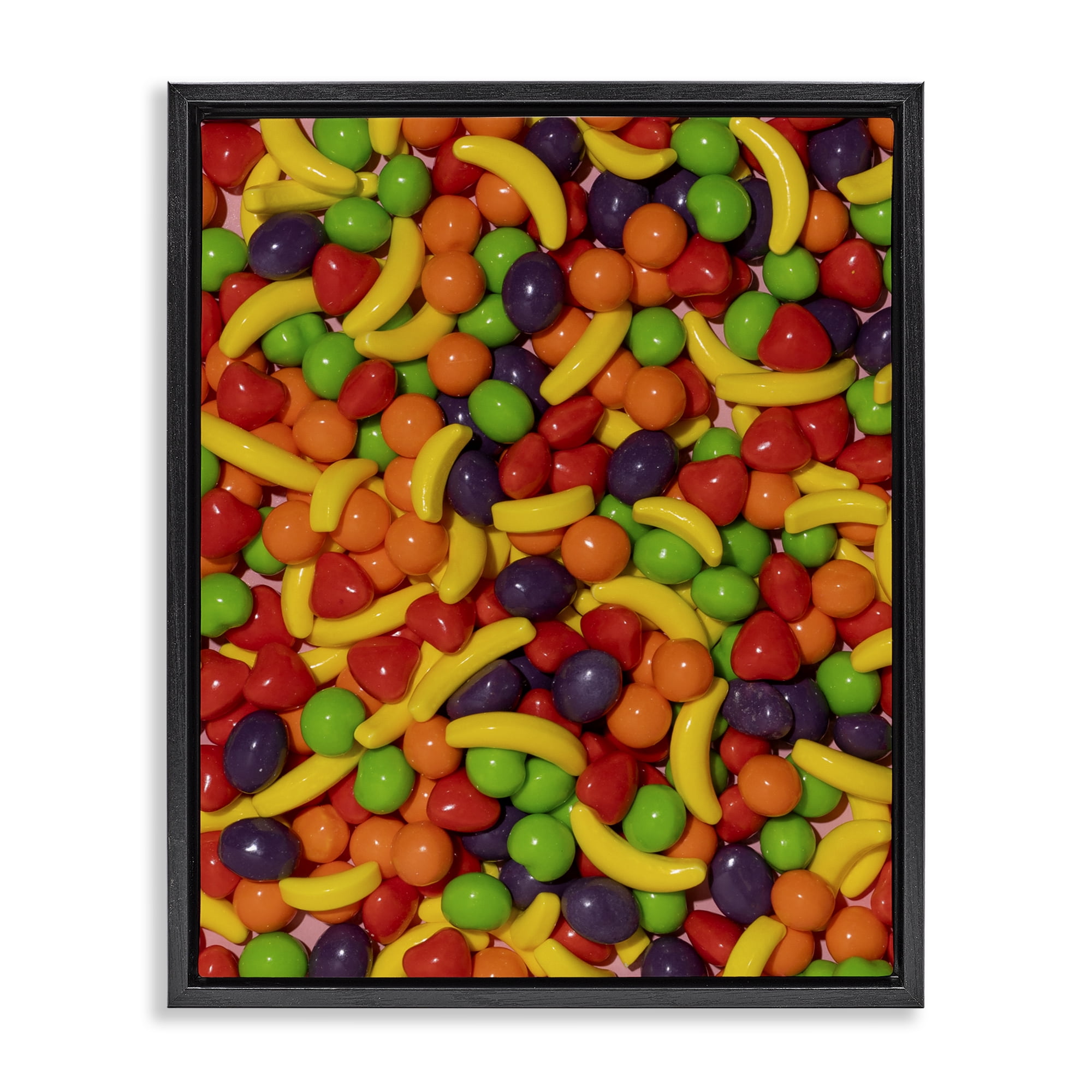 Stupell Industries Retro Assorted Fruit Candy Black Framed Floater Canvas Wall Art, design by LISH Creative