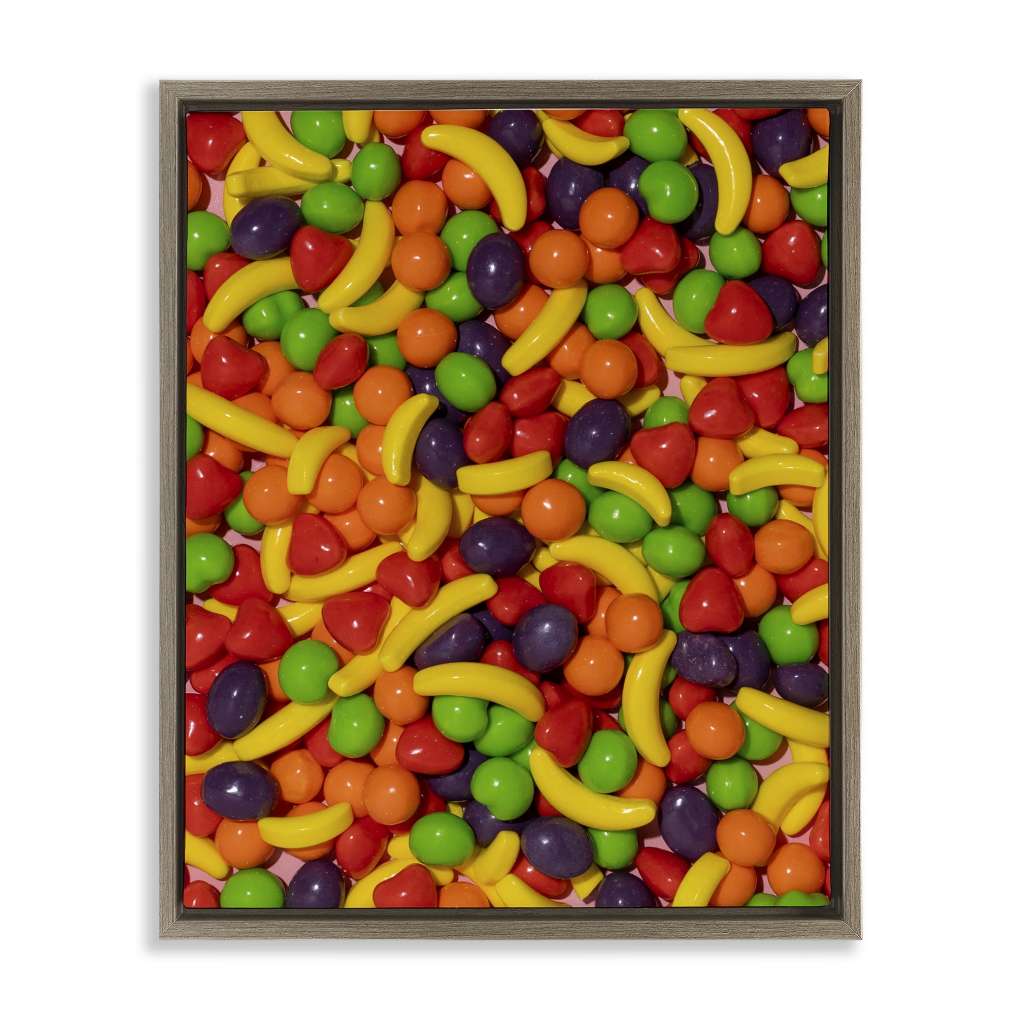 Stupell Industries Retro Assorted Fruit Candy Brown Framed Floater Canvas Wall Art, design by LISH Creative