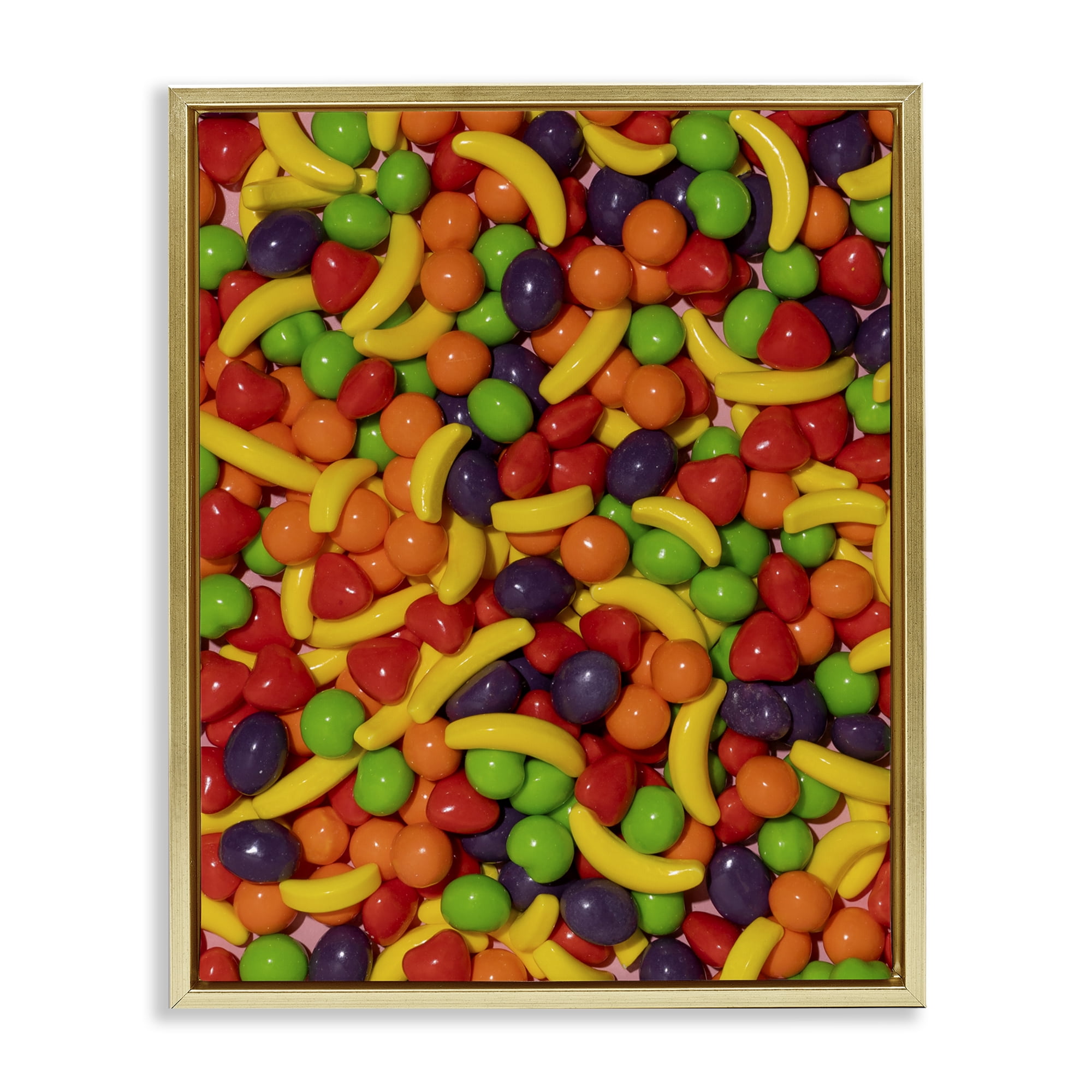 Stupell Industries Retro Assorted Fruit Candy Gold Framed Floater Canvas Wall Art, design by LISH Creative