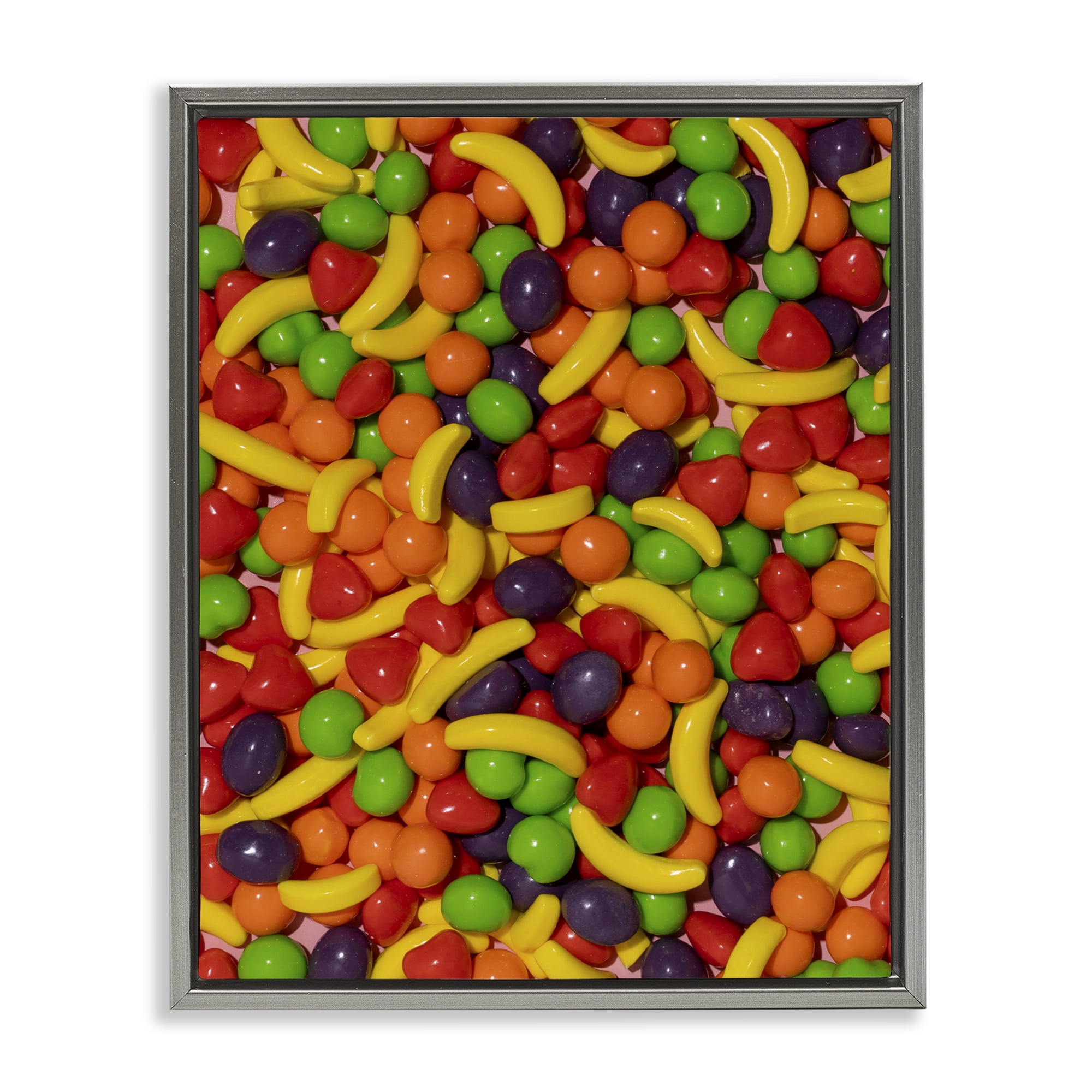 Stupell Industries Retro Assorted Fruit Candy Gray Framed Floater Canvas Wall Art, design by LISH Creative