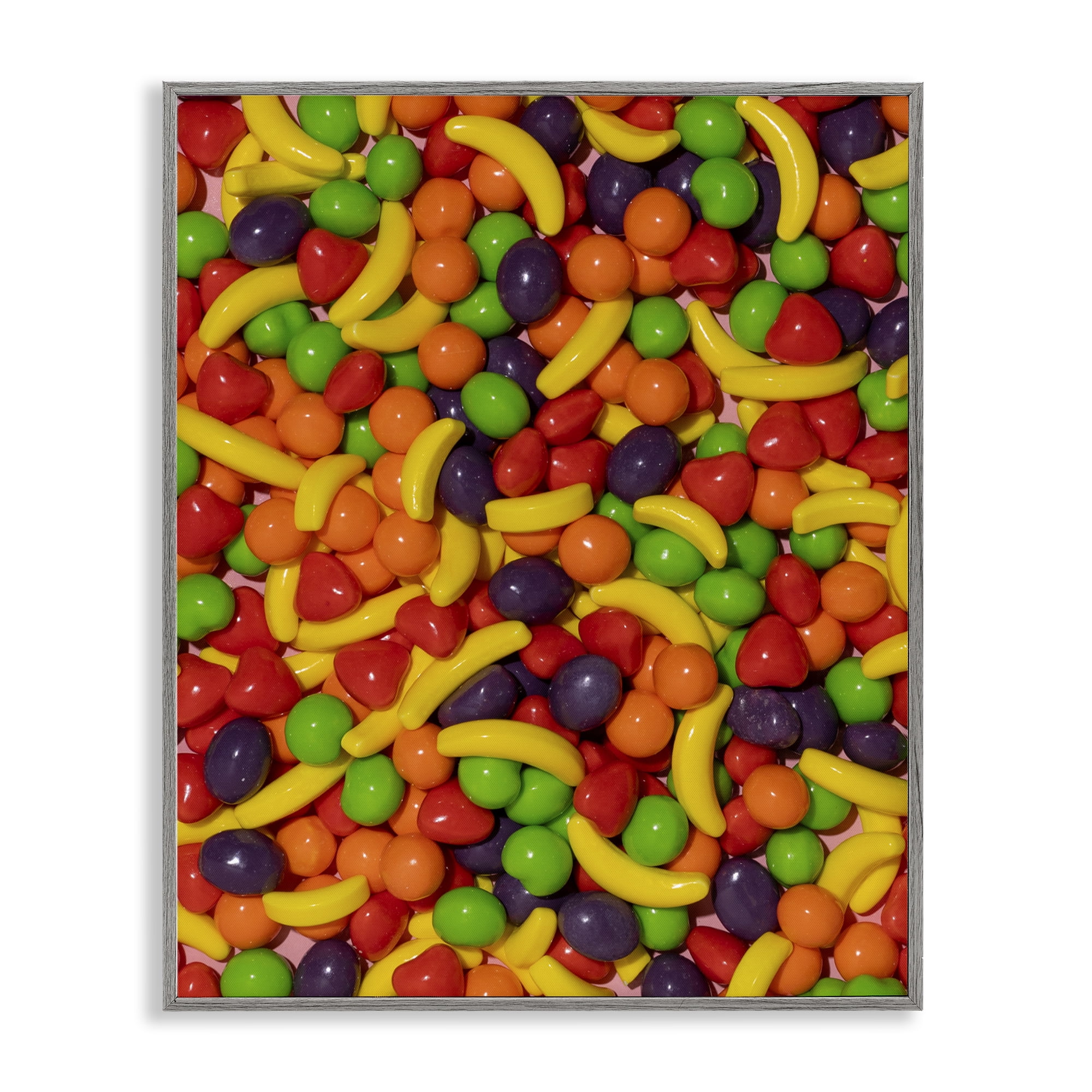 Stupell Industries Retro Assorted Fruit Candy Gray Framed Giclee Art, design by LISH Creative