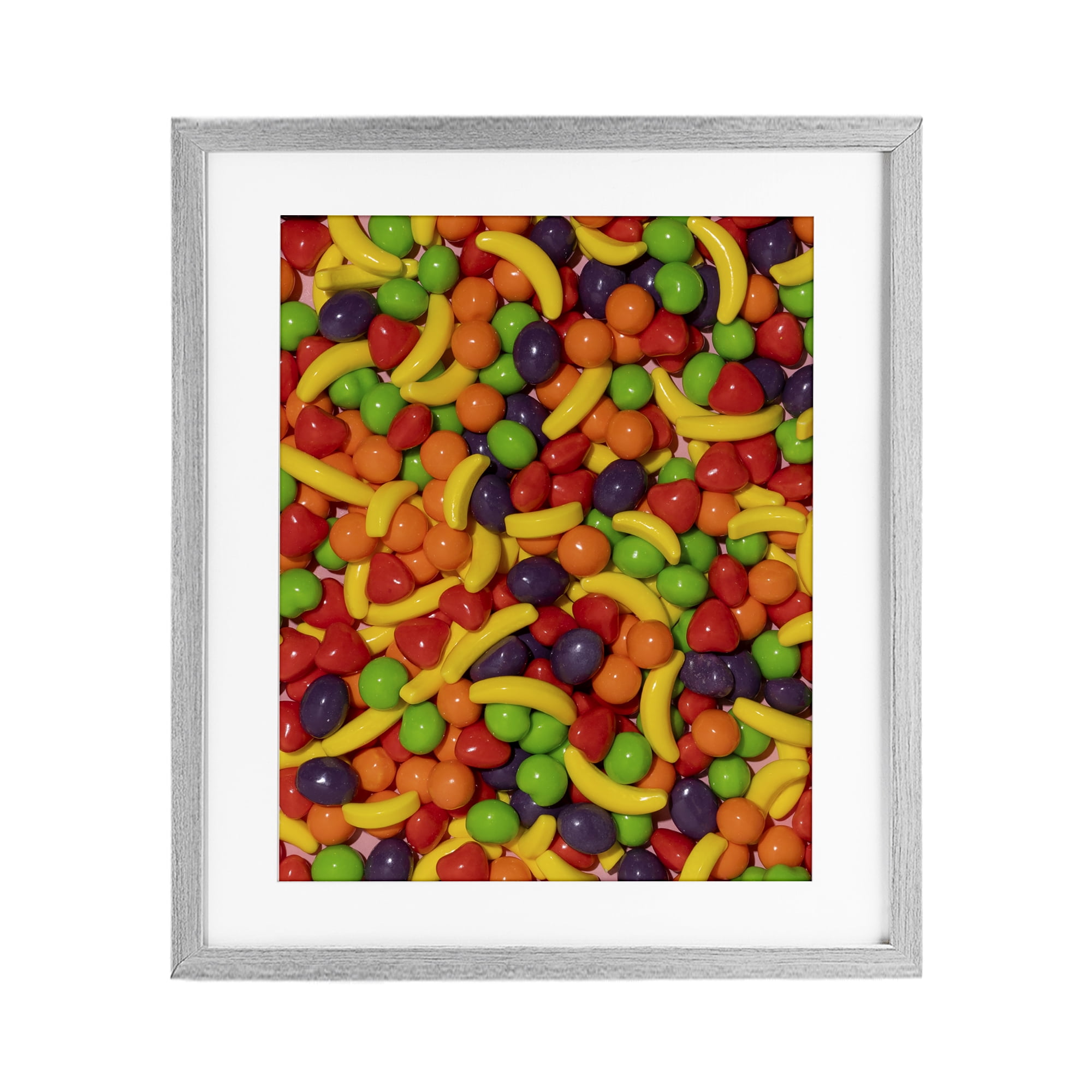 Stupell Industries Retro Assorted Fruit Candy Gray Framed Print Under Glass, design by LISH Creative
