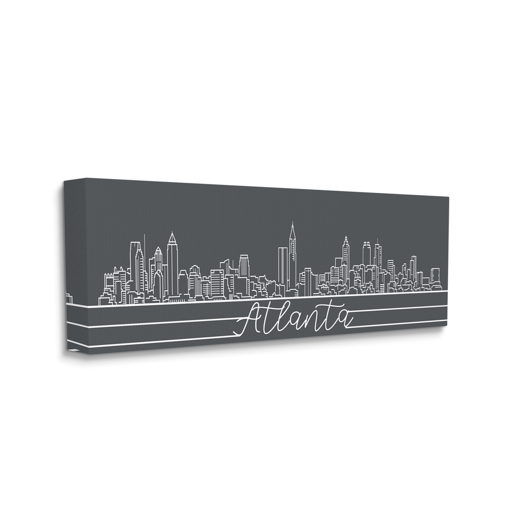 Stupell Industries Retro Atlanta Georgia City Skyline Geometric Linework Town & City Painting Gallery Wrapped Canvas Art Print Wall Art, 17 x 40
