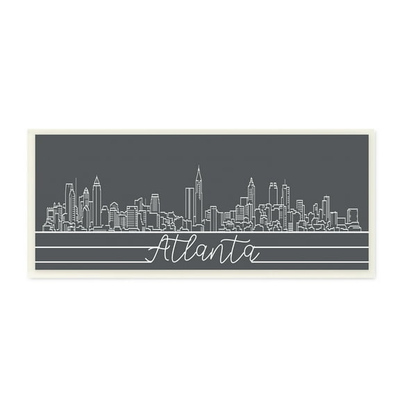 Stupell Industries Retro Atlanta Georgia City Skyline Geometric Linework Town & City Painting Unframed Art Print Wall Art, 7 x 17
