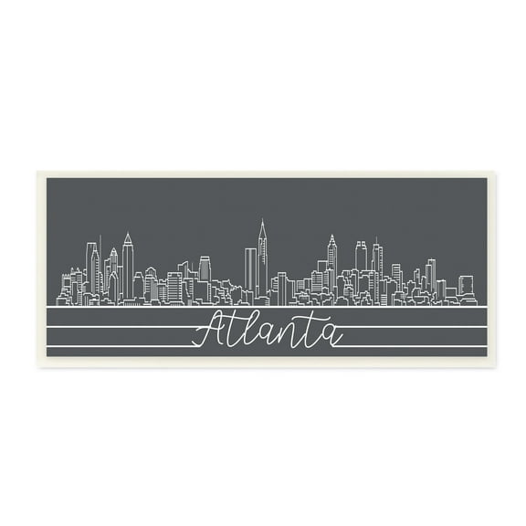 Stupell Industries Retro Atlanta Georgia City Skyline Geometric Linework Town & City Painting Unframed Art Print Wall Art, 7 x 17