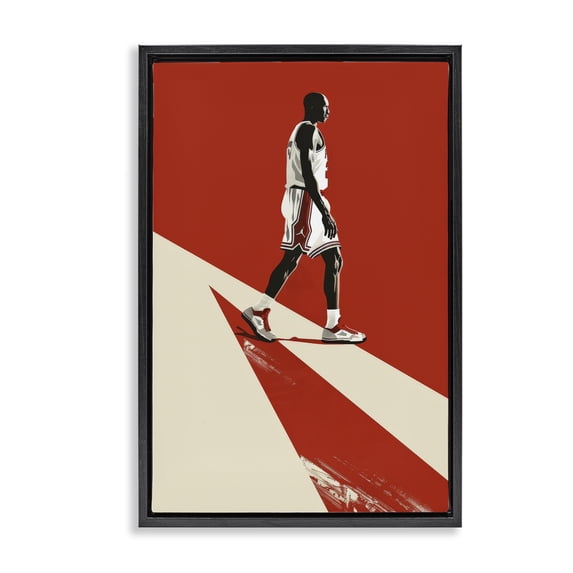 Stupell Industries Modern Retro Basketball Legend Black Floating Frame Canvas Art, 17 x 25, by Ray Powers