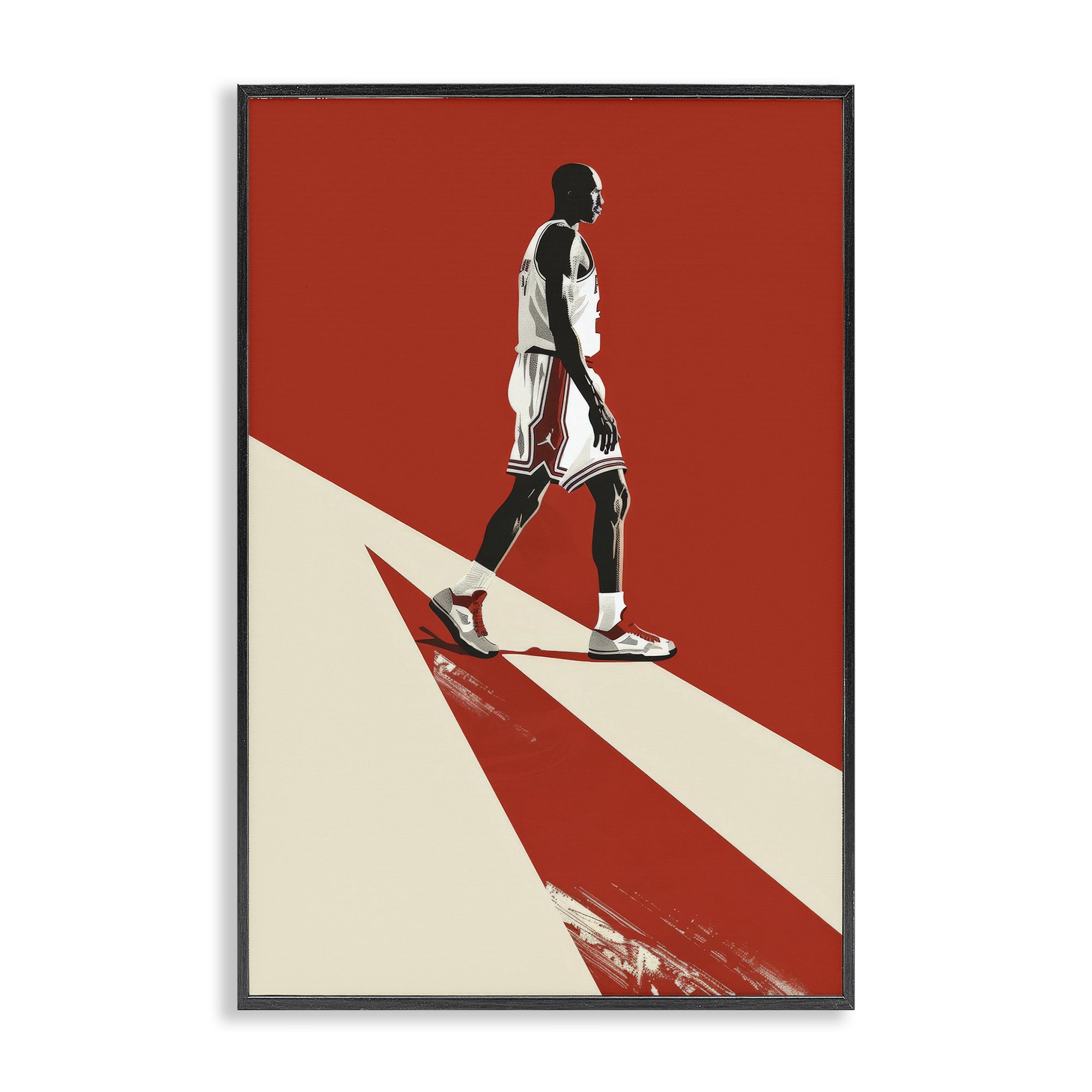 Stupell Industries Retro Basketball Legend Black Framed Giclee Art, design by Ray Powers