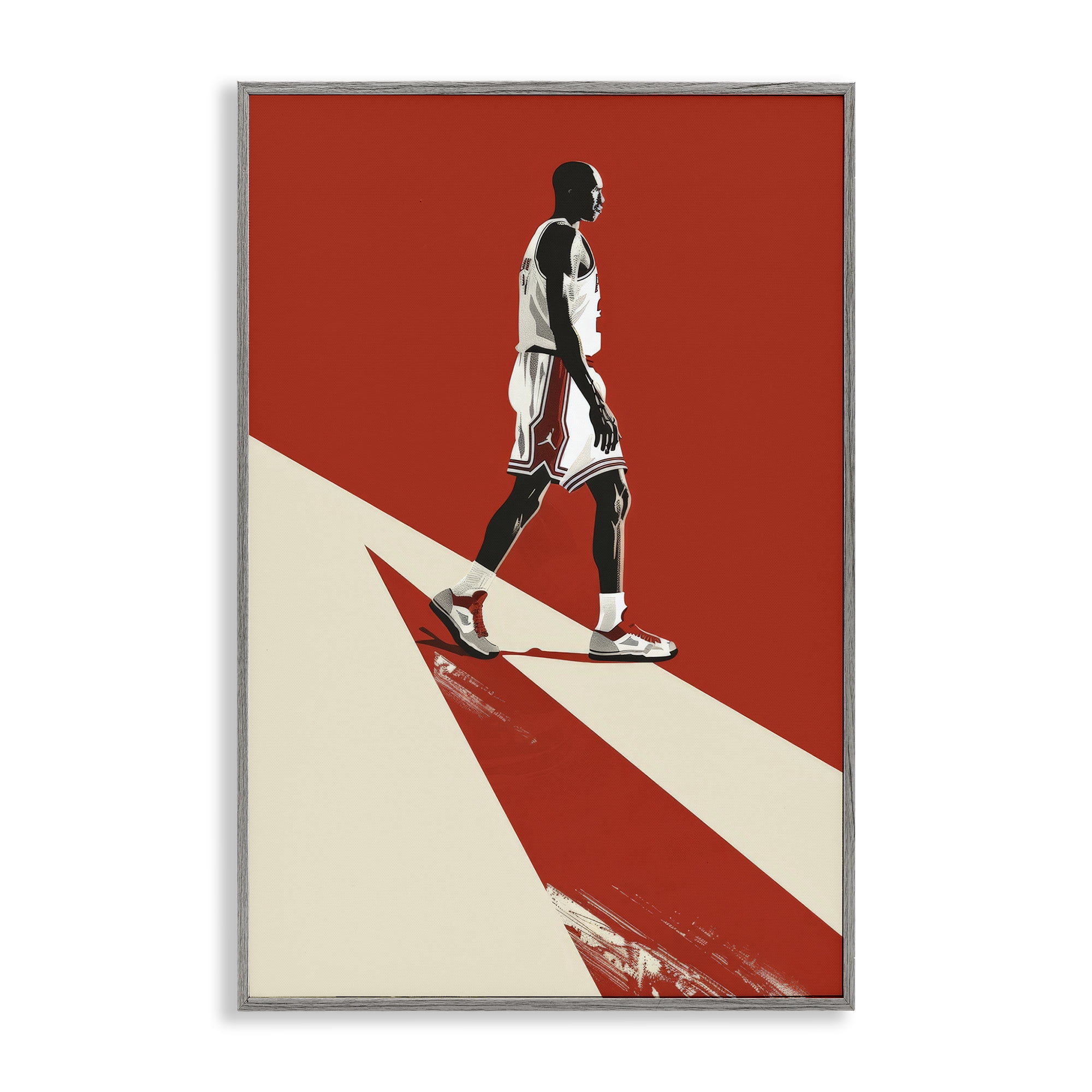 Stupell Industries Retro Basketball Legend Gray Framed Giclee Art, design by Ray Powers