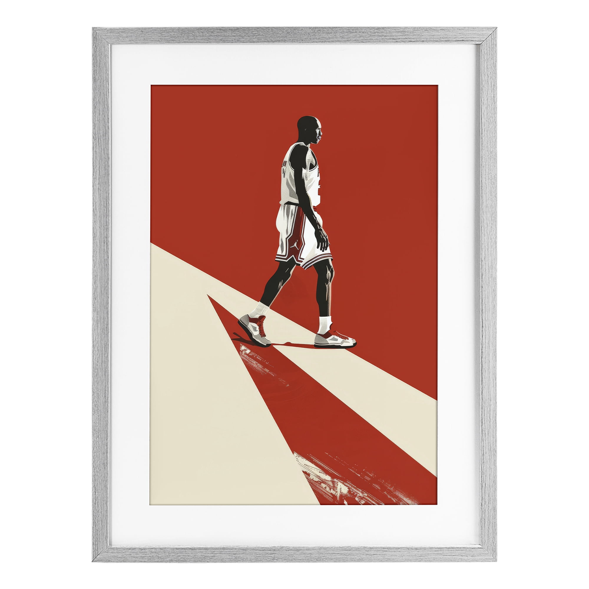 Stupell Industries Retro Basketball Legend Gray Framed Print Under Glass, design by Ray Powers